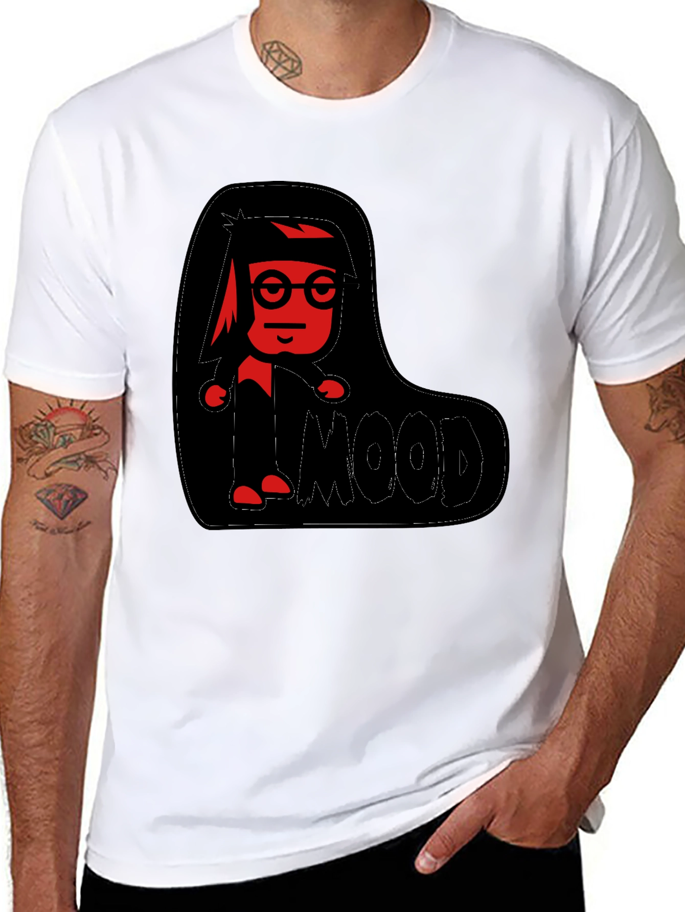 Red Character Graphic Black T-Shirt