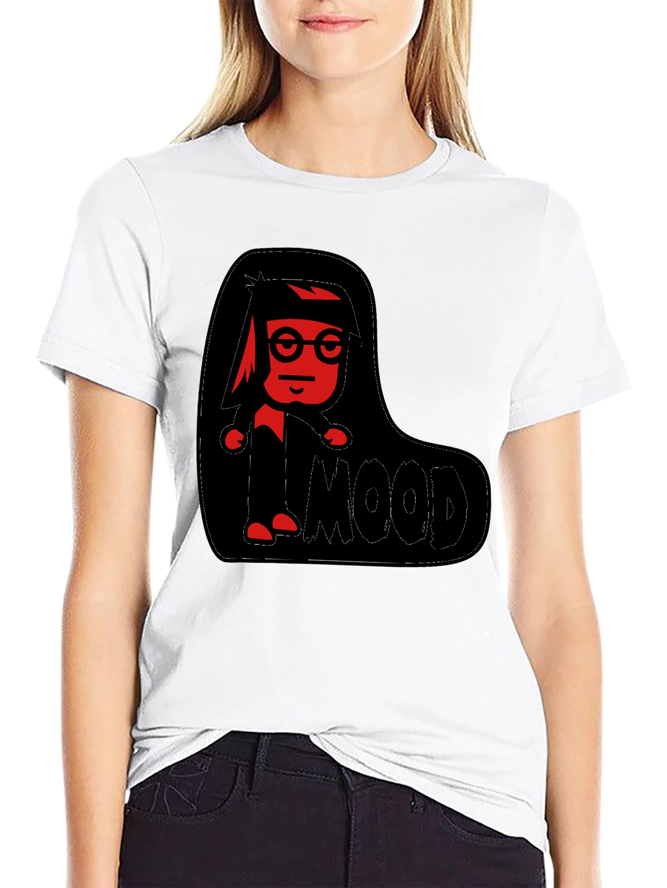 Red Character Graphic Black T-Shirt