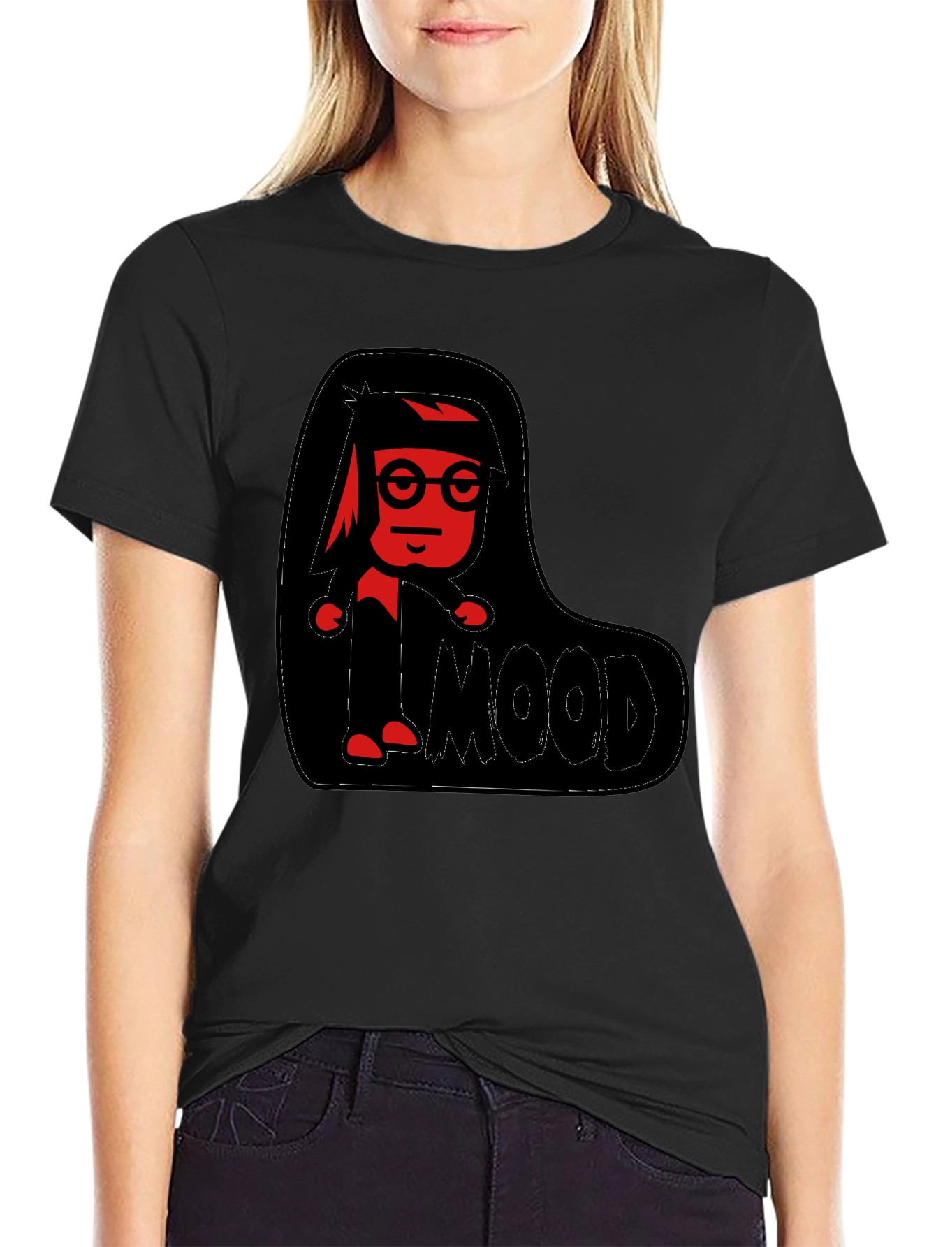 Red Character Graphic Black T-Shirt