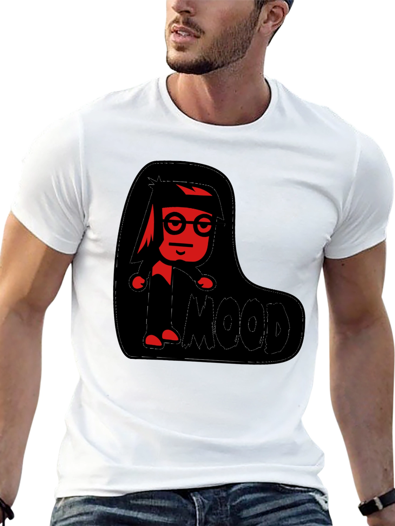 Red Character Graphic Black T-Shirt
