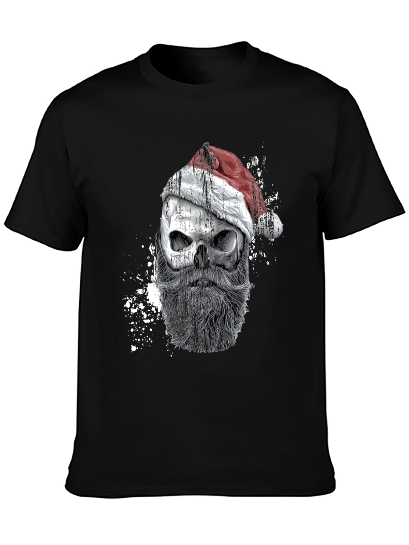 Santa Skull Graphic Tee - Mens Black T-Shirt