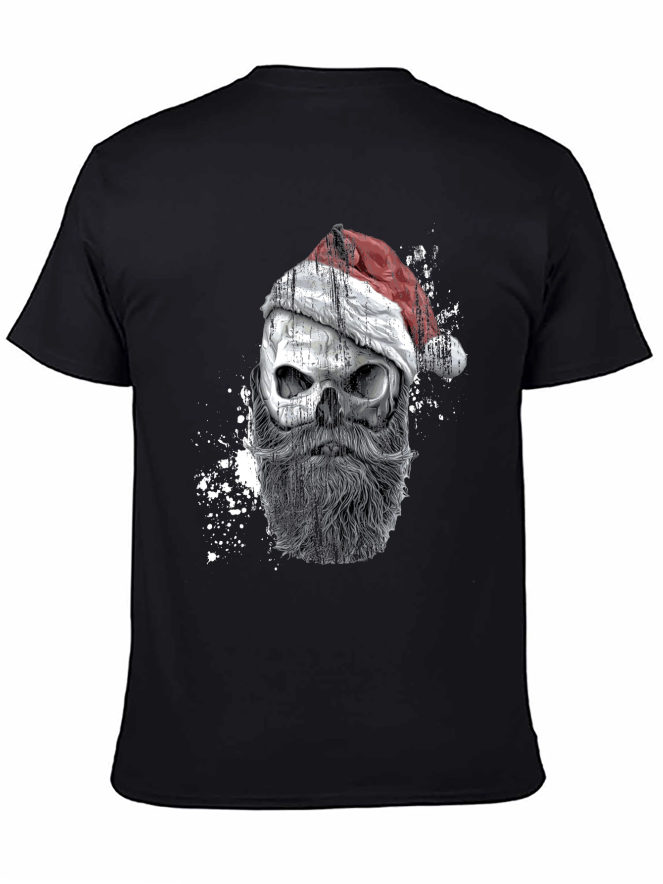Santa Skull Graphic Tee - Mens Black T-Shirt