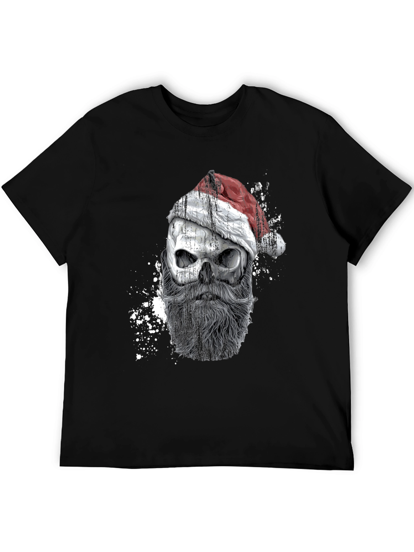 Santa Skull Graphic Tee - Mens Black T-Shirt