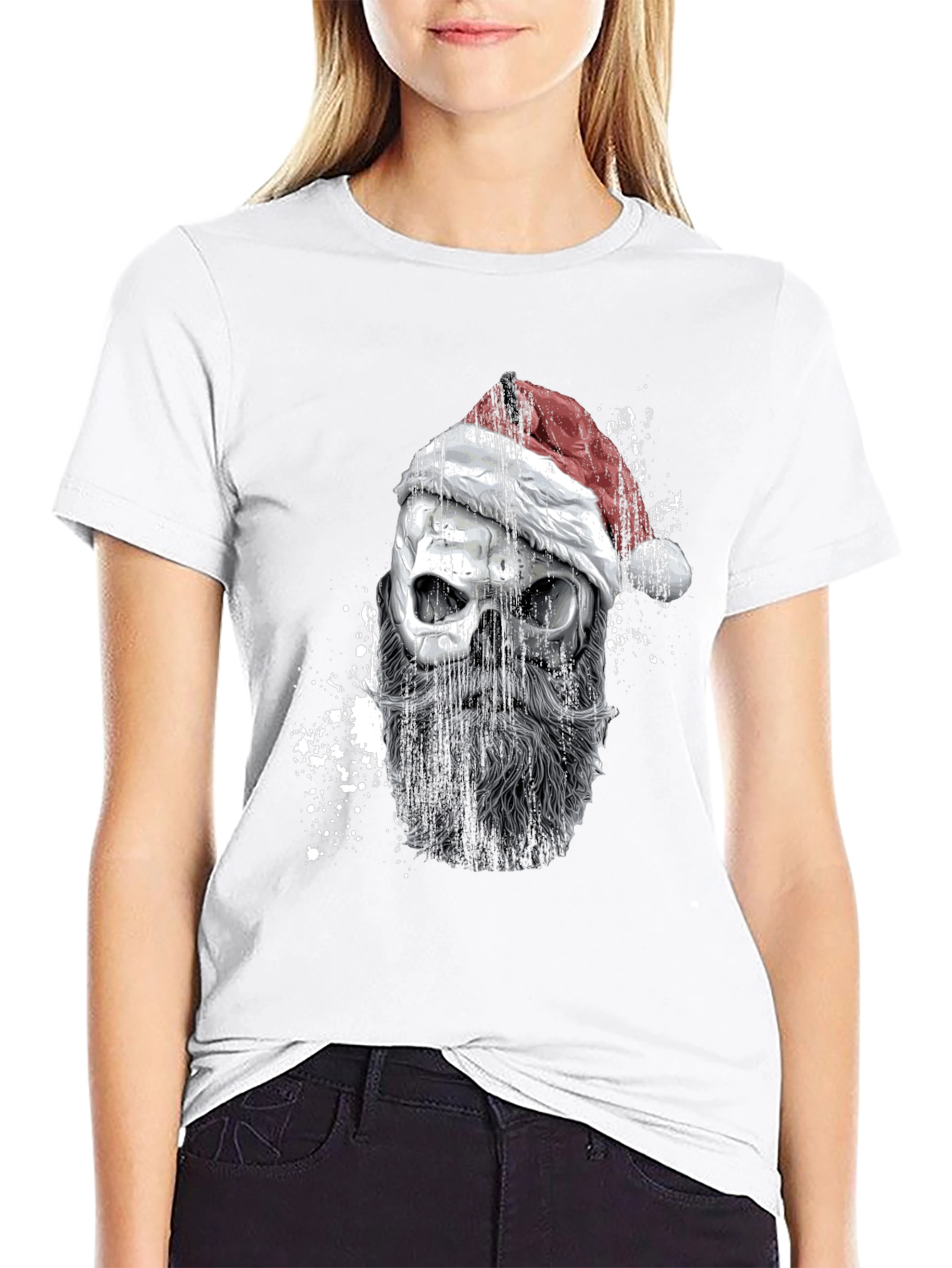 Santa Skull Graphic Tee - Mens Black T-Shirt