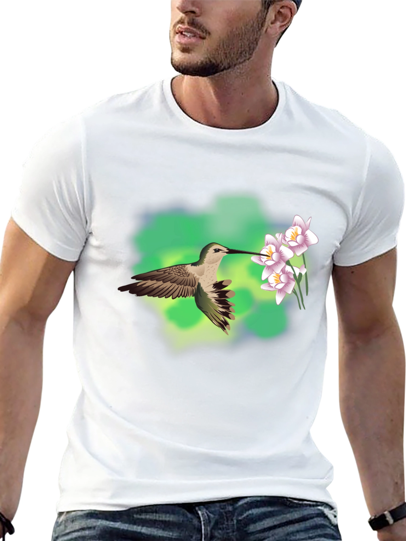 Hummingbird & Flower Graphic Tee