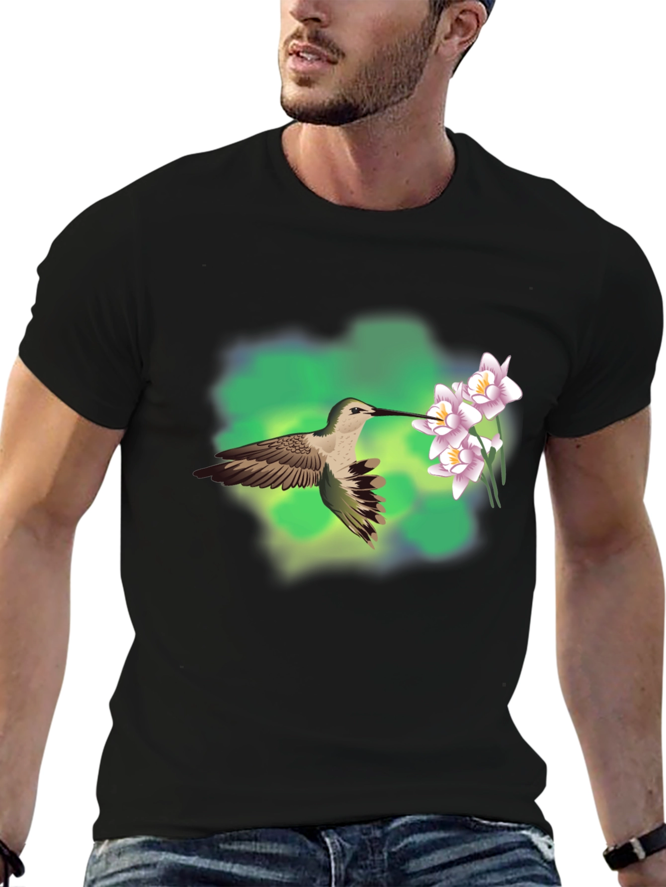 Hummingbird & Flower Graphic Tee