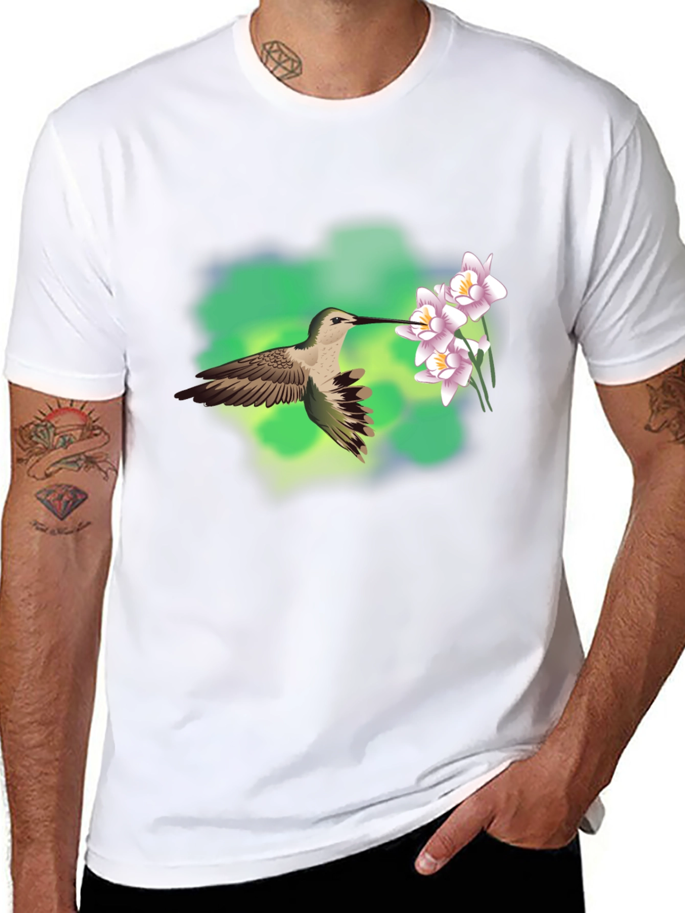 Hummingbird & Flower Graphic Tee