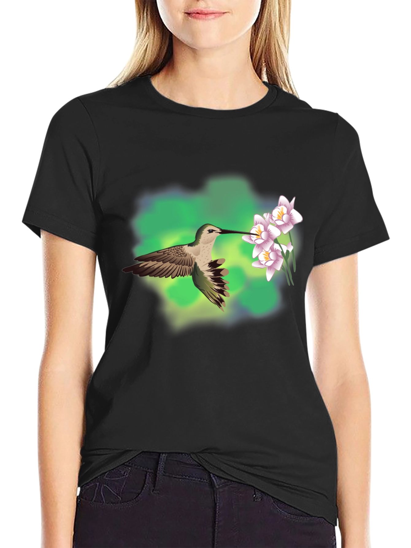 Hummingbird & Flower Graphic Tee