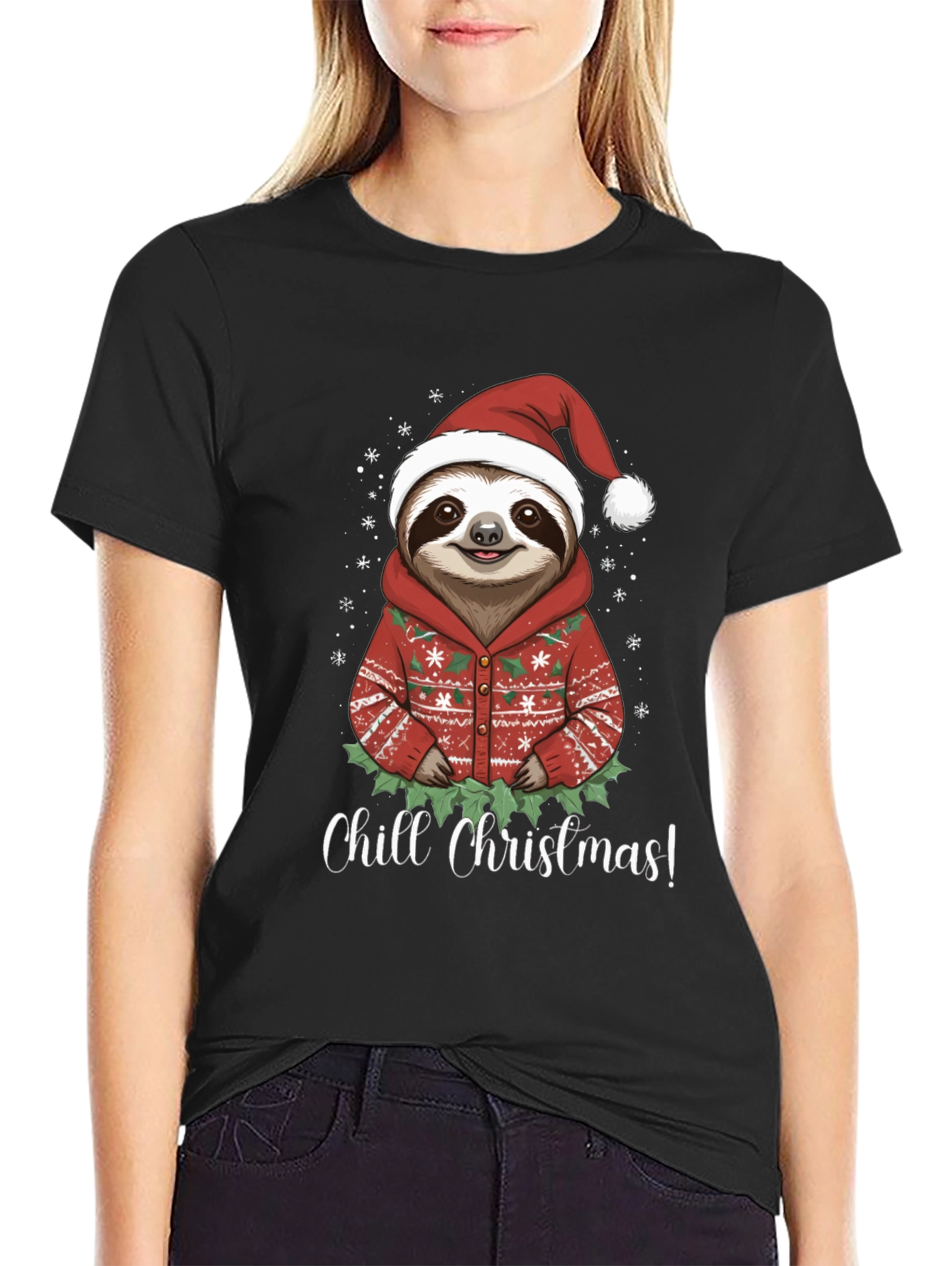 Chill Christmas Sloth T-Shirt - Holiday Apparel