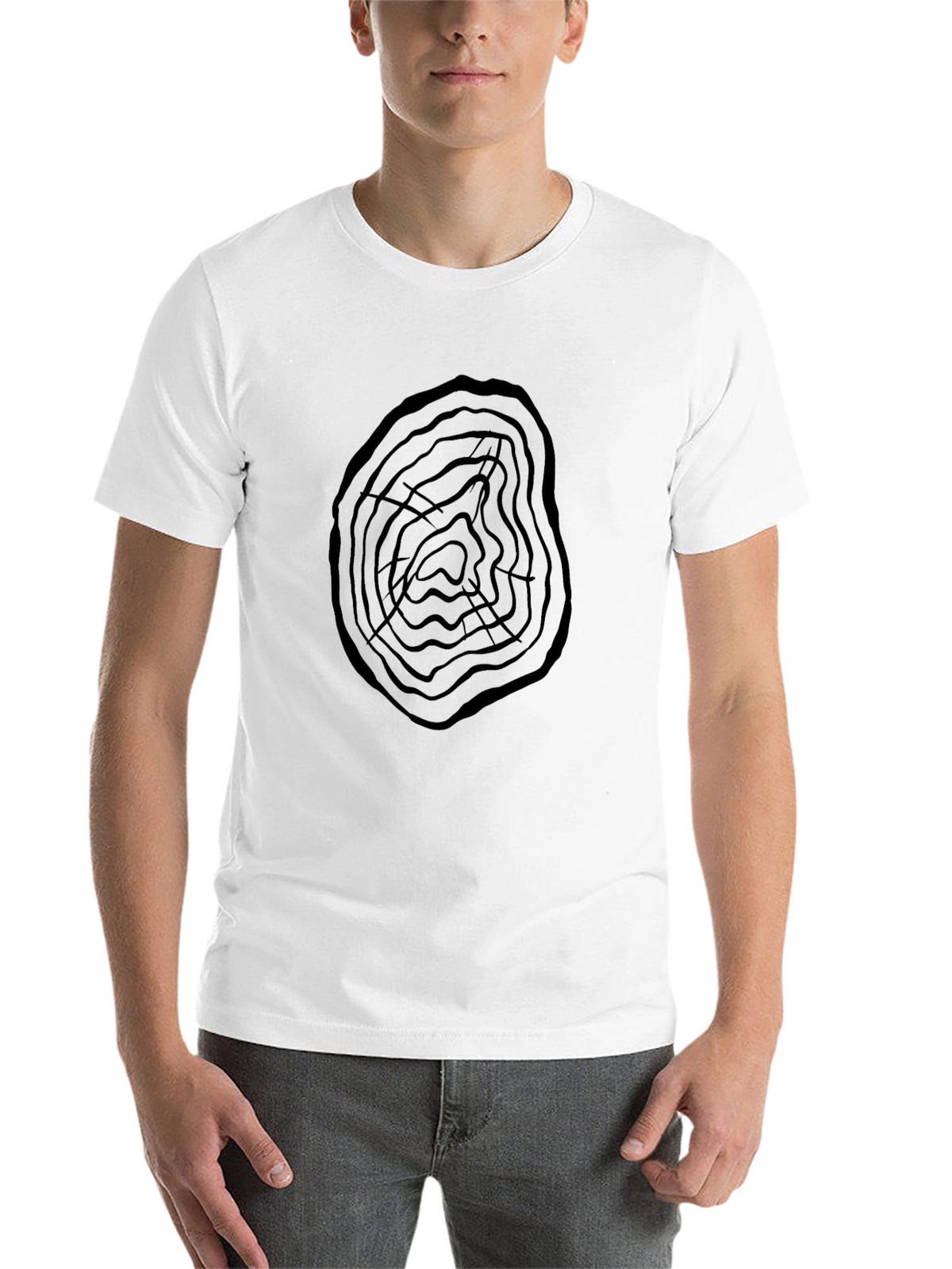 Abstract Tree Ring Graphic Print Mens Tee