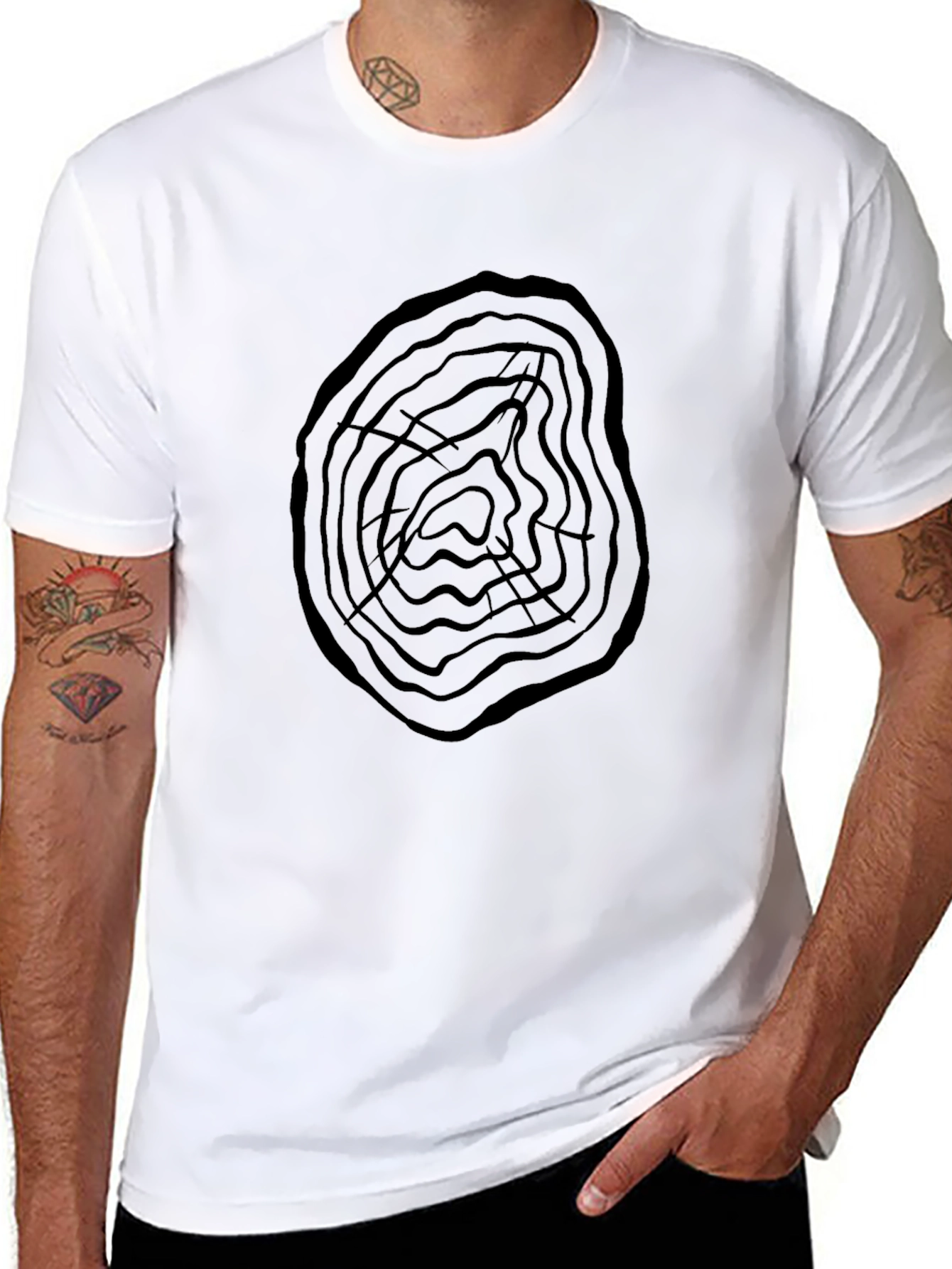 Abstract Tree Ring Graphic Print Mens Tee