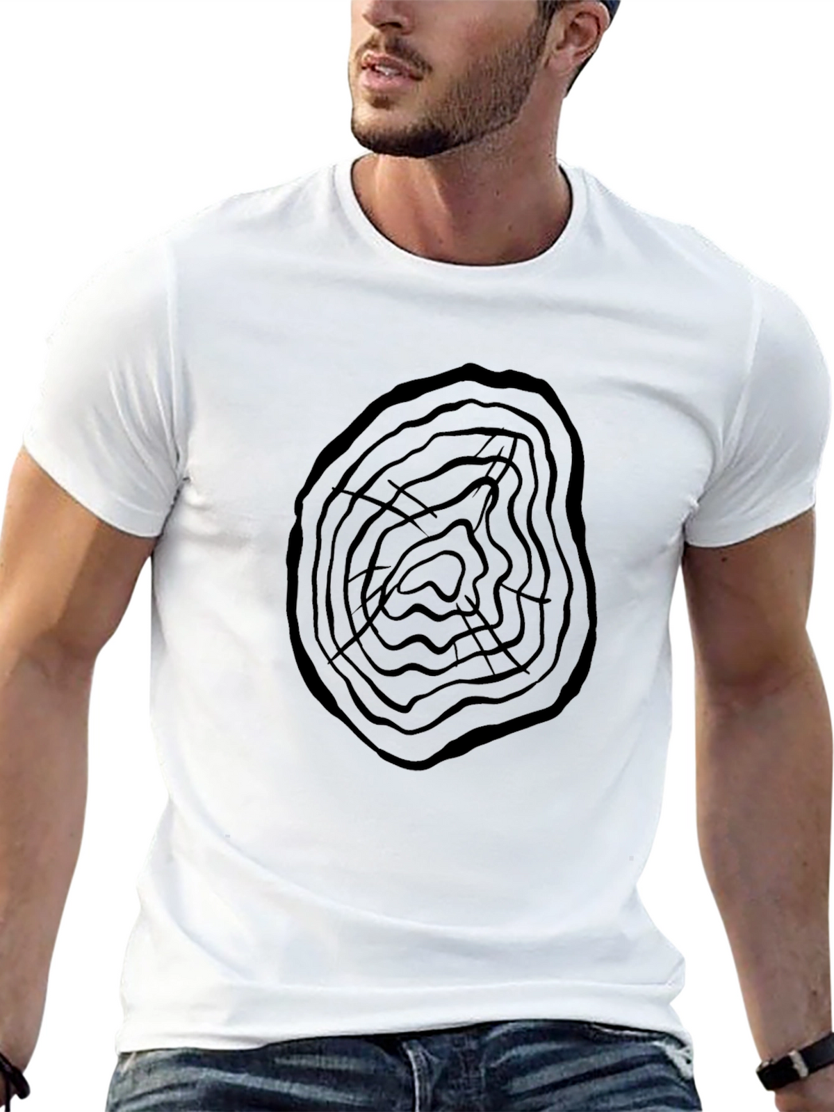 Abstract Tree Ring Graphic Print Mens Tee