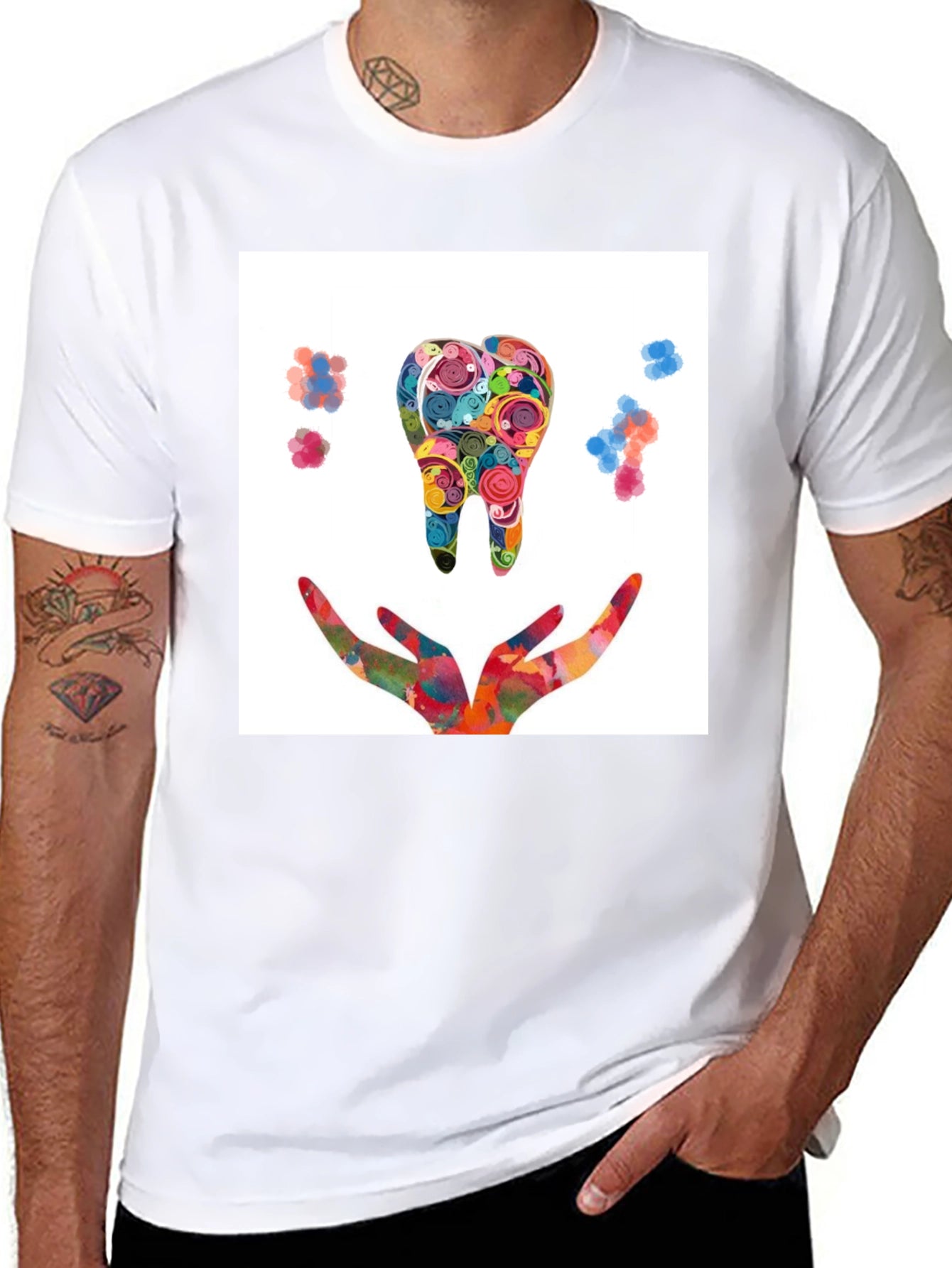 Colorful Tooth Design T-Shirt