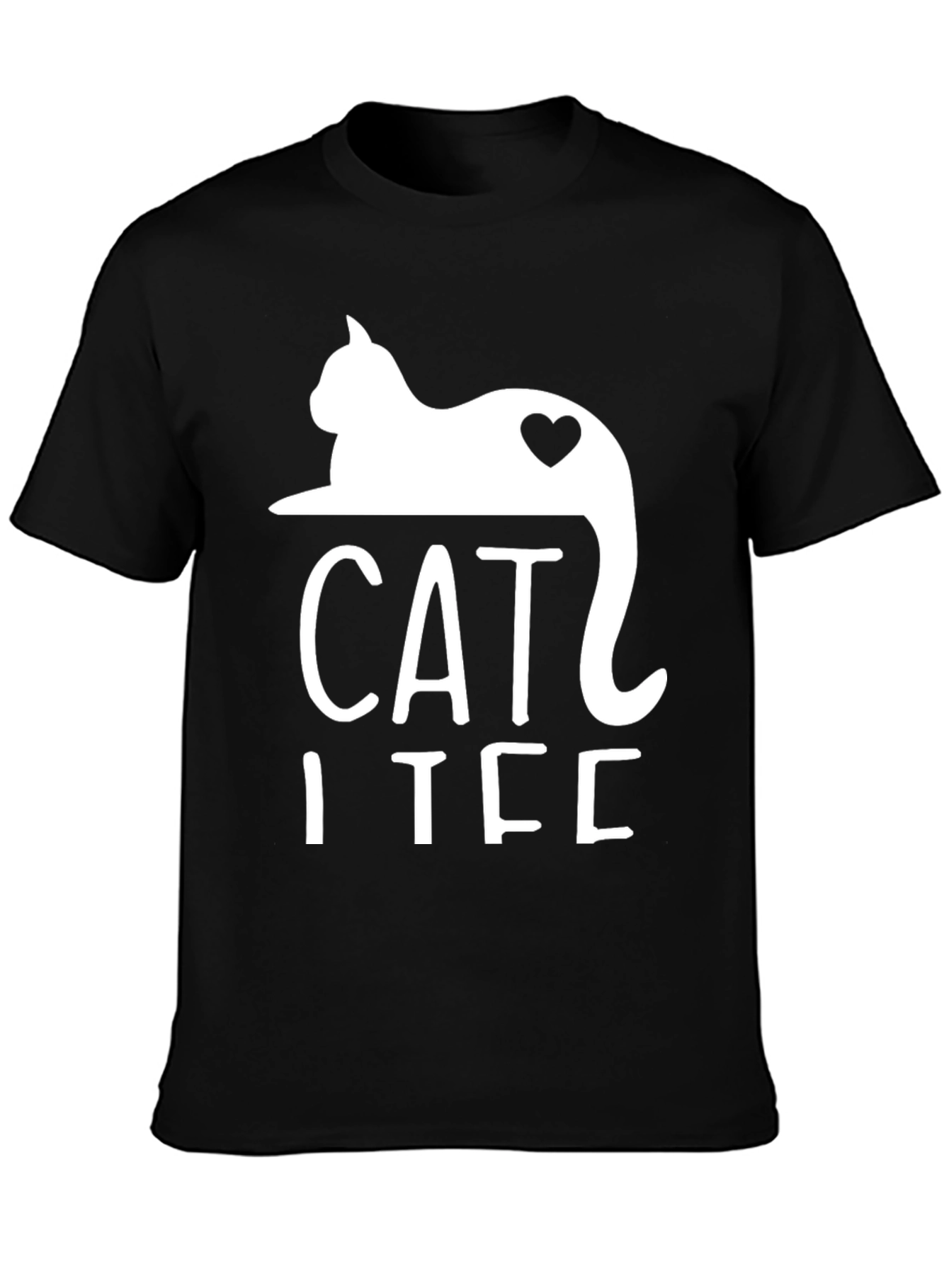 Cat I Tee Black Graphic T-Shirt