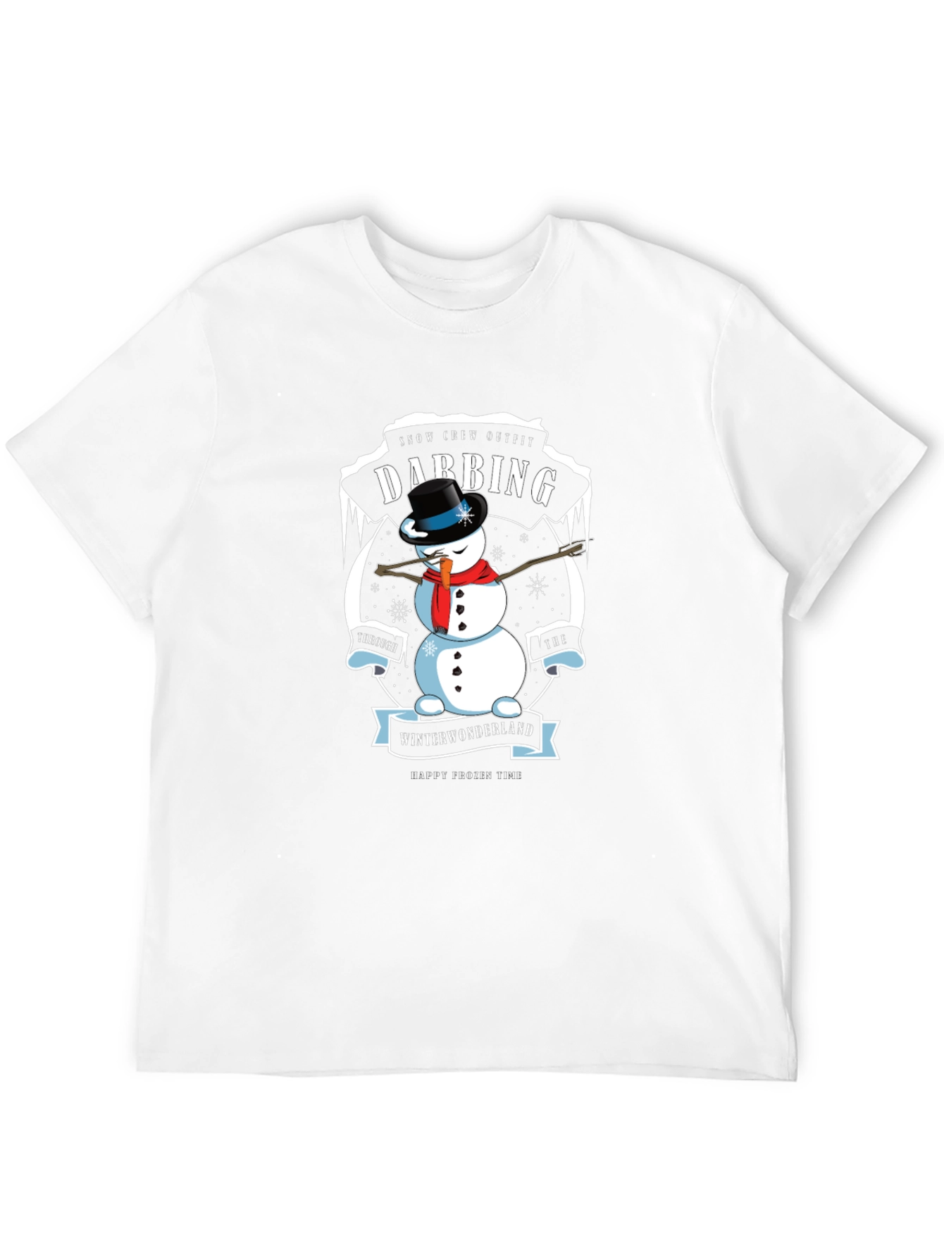 Dabbing Snowman Winter Wonderland Crew Neck T-Shirt