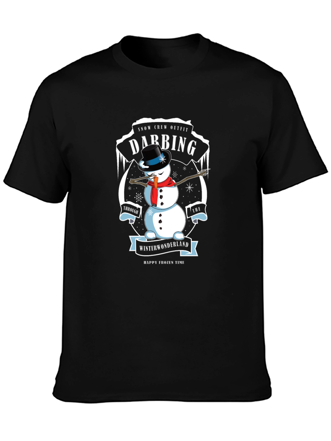Dabbing Snowman Winter Wonderland Crew Neck T-Shirt