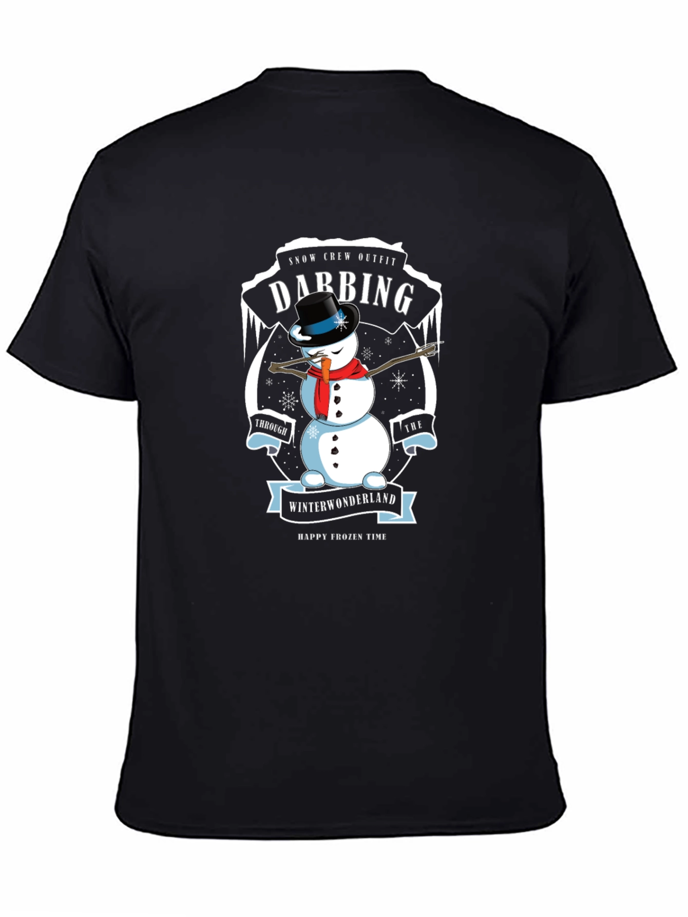 Dabbing Snowman Winter Wonderland Crew Neck T-Shirt