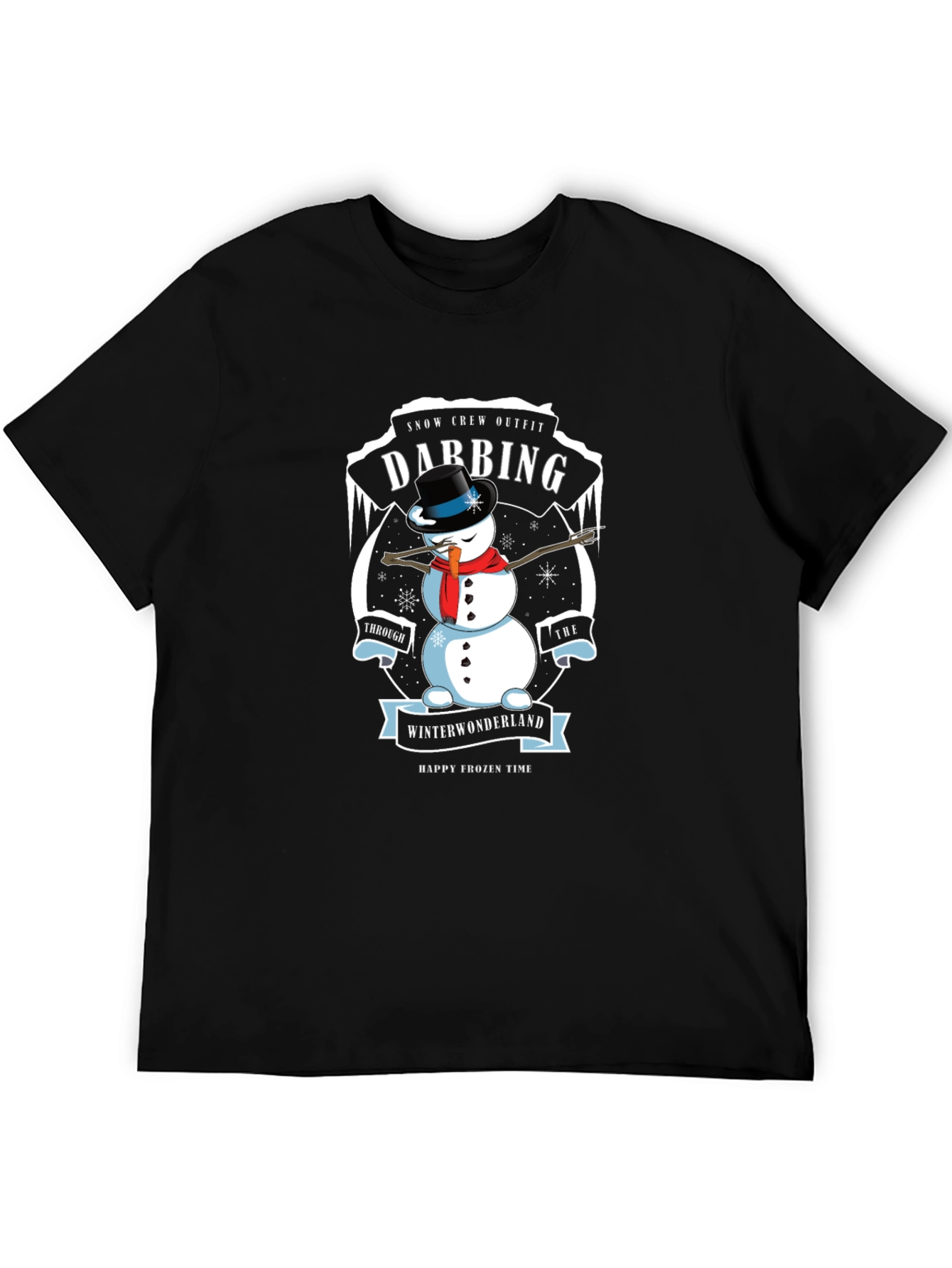 Dabbing Snowman Winter Wonderland Crew Neck T-Shirt