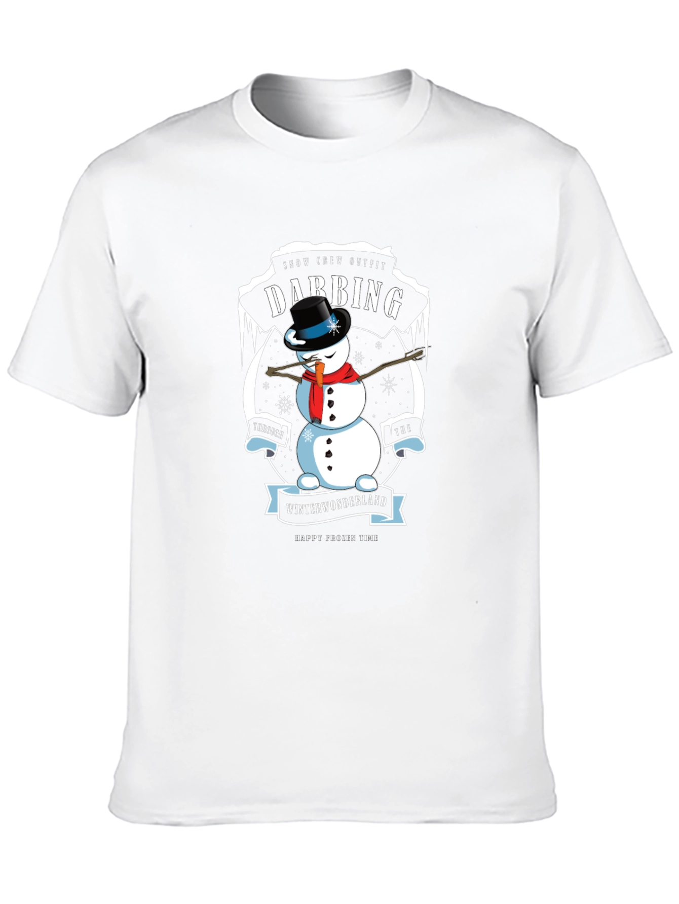 Dabbing Snowman Winter Wonderland Crew Neck T-Shirt