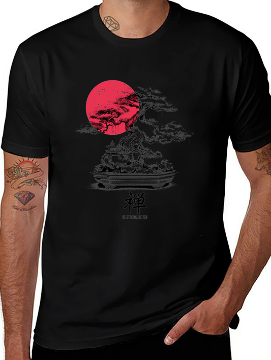 Zen Bonsai Tree Graphic T-Shirt - Red Moon Design