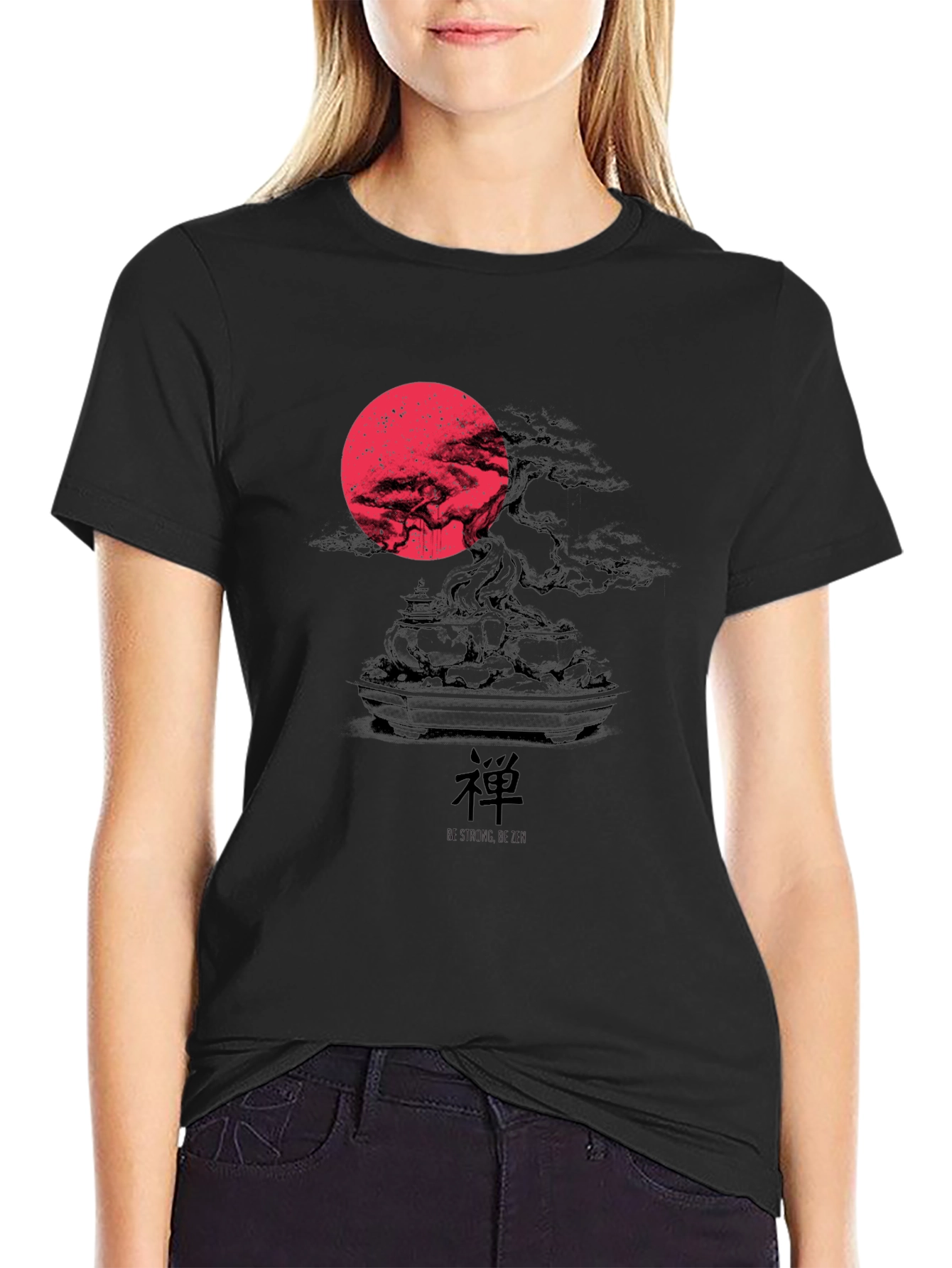 Zen Bonsai Tree Graphic T-Shirt - Red Moon Design