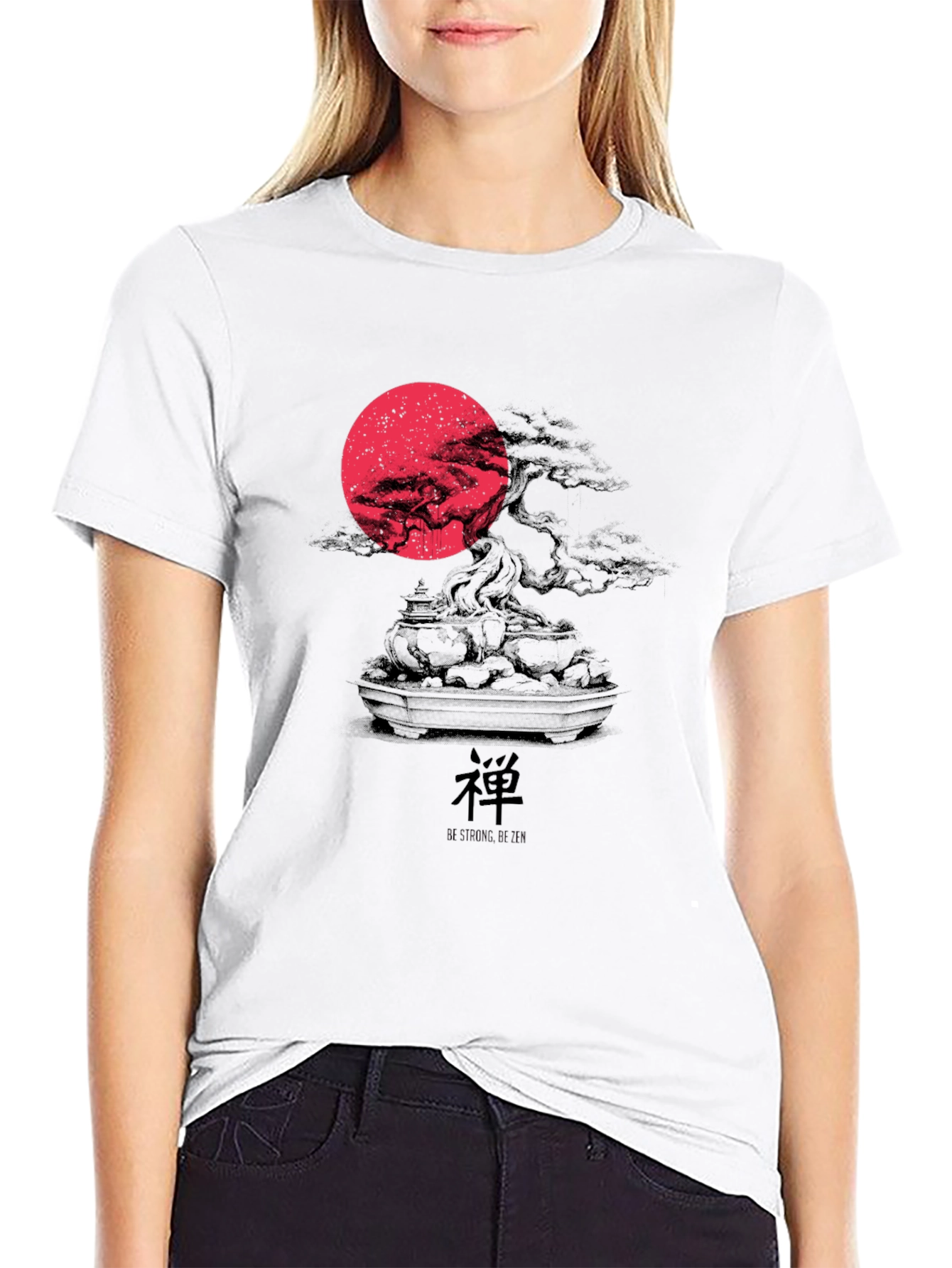 Zen Bonsai Tree Graphic T-Shirt - Red Moon Design