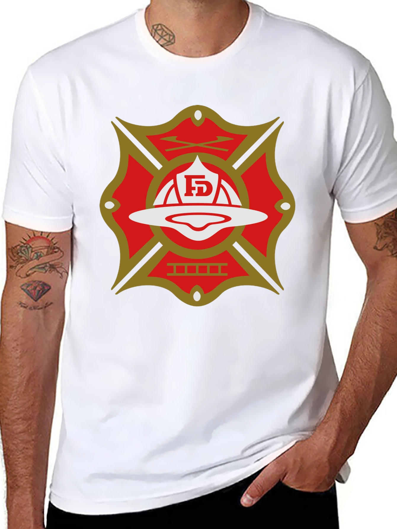 Firefighter Maltese Cross Graphic T-Shirt