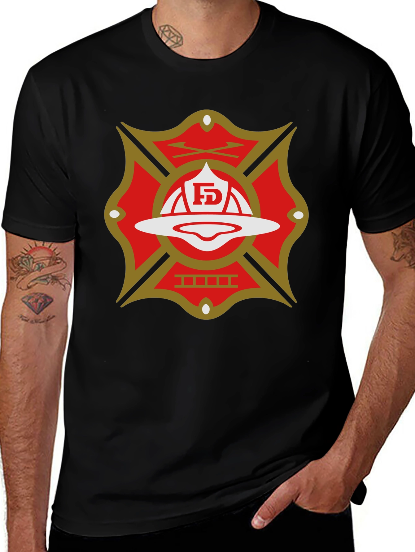 Firefighter Maltese Cross Graphic T-Shirt