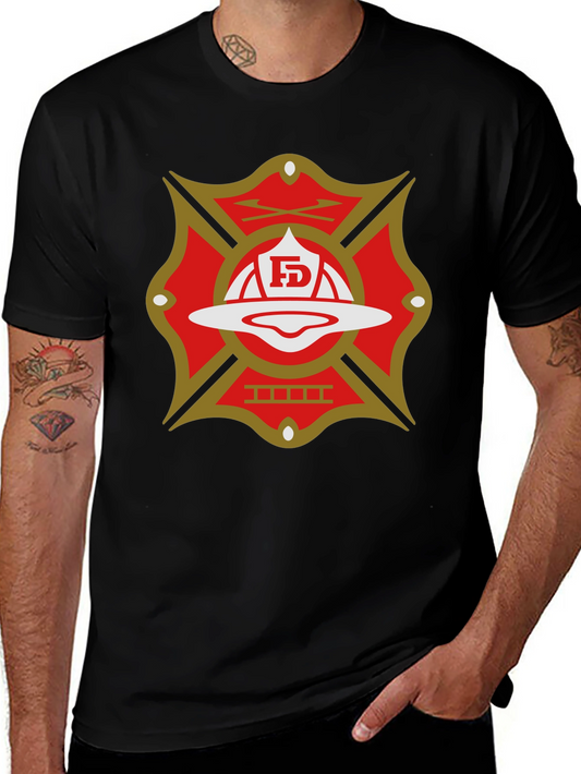 Firefighter Maltese Cross Graphic T-Shirt