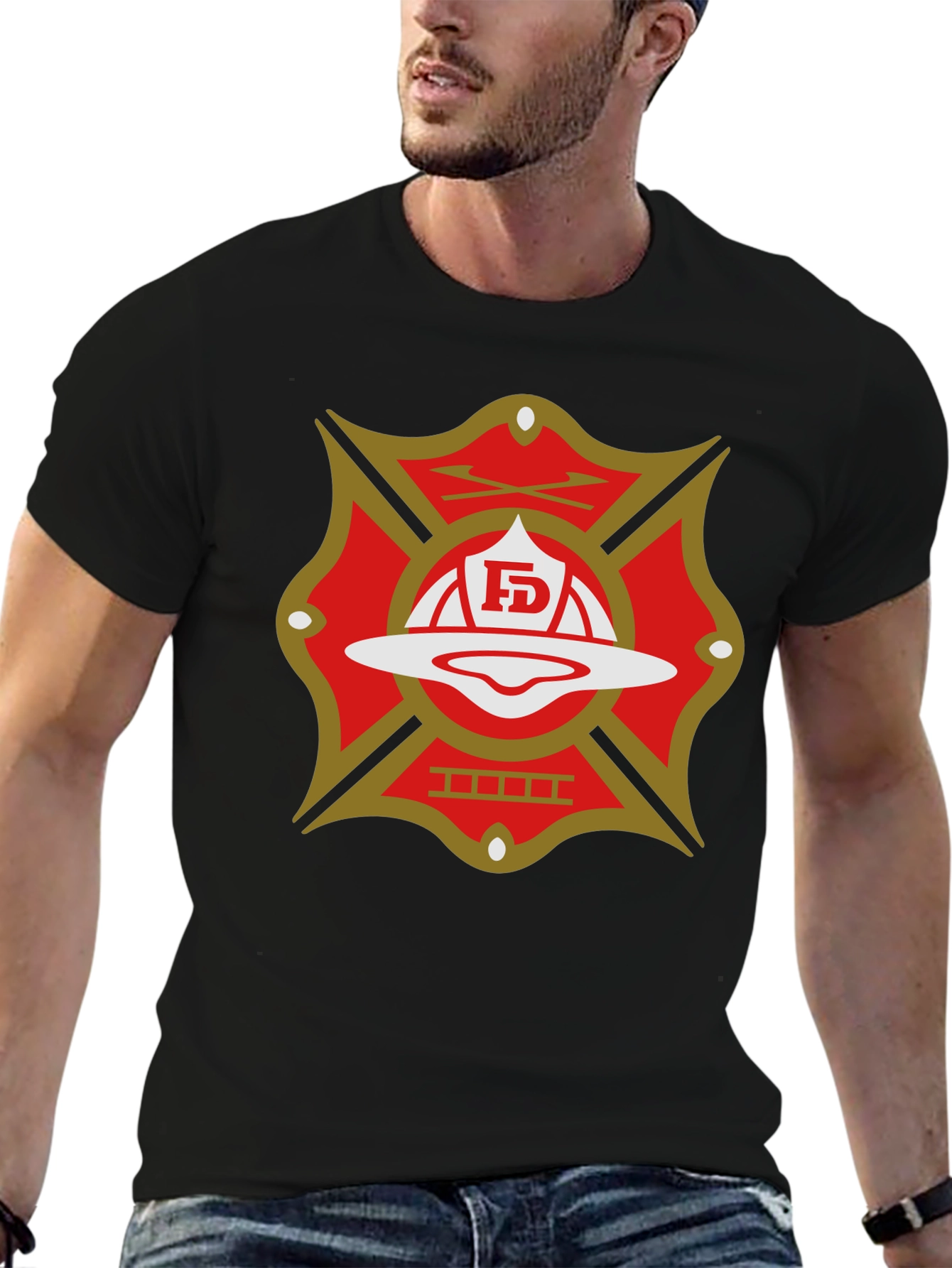 Firefighter Maltese Cross Graphic T-Shirt