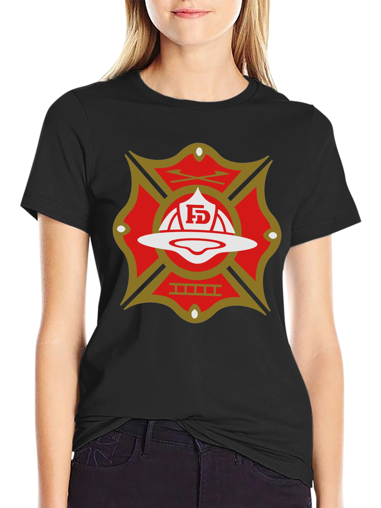 Firefighter Maltese Cross Graphic T-Shirt
