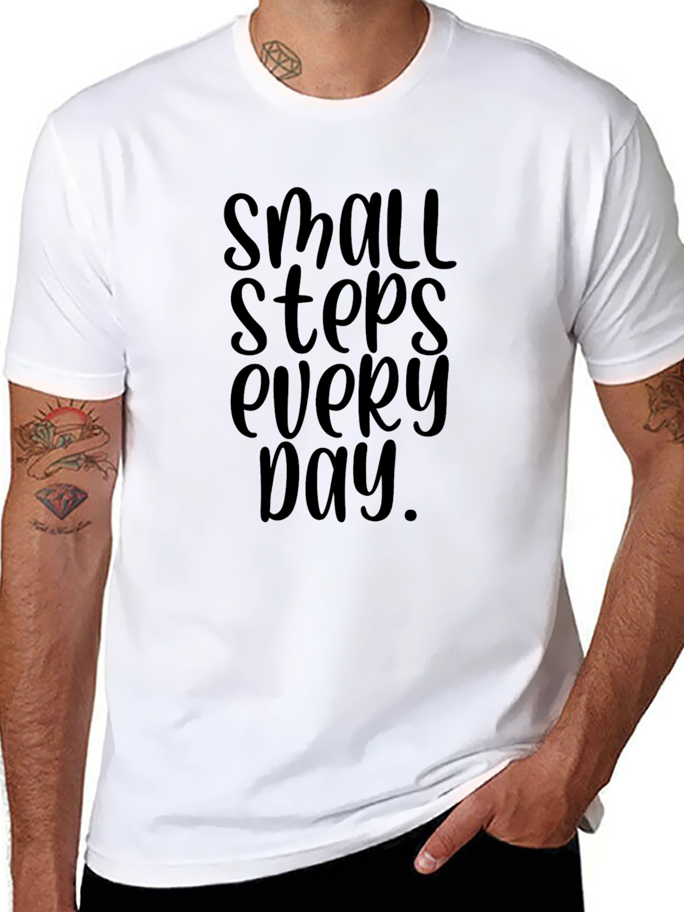 Motivational Small Steps T-Shirt - Black