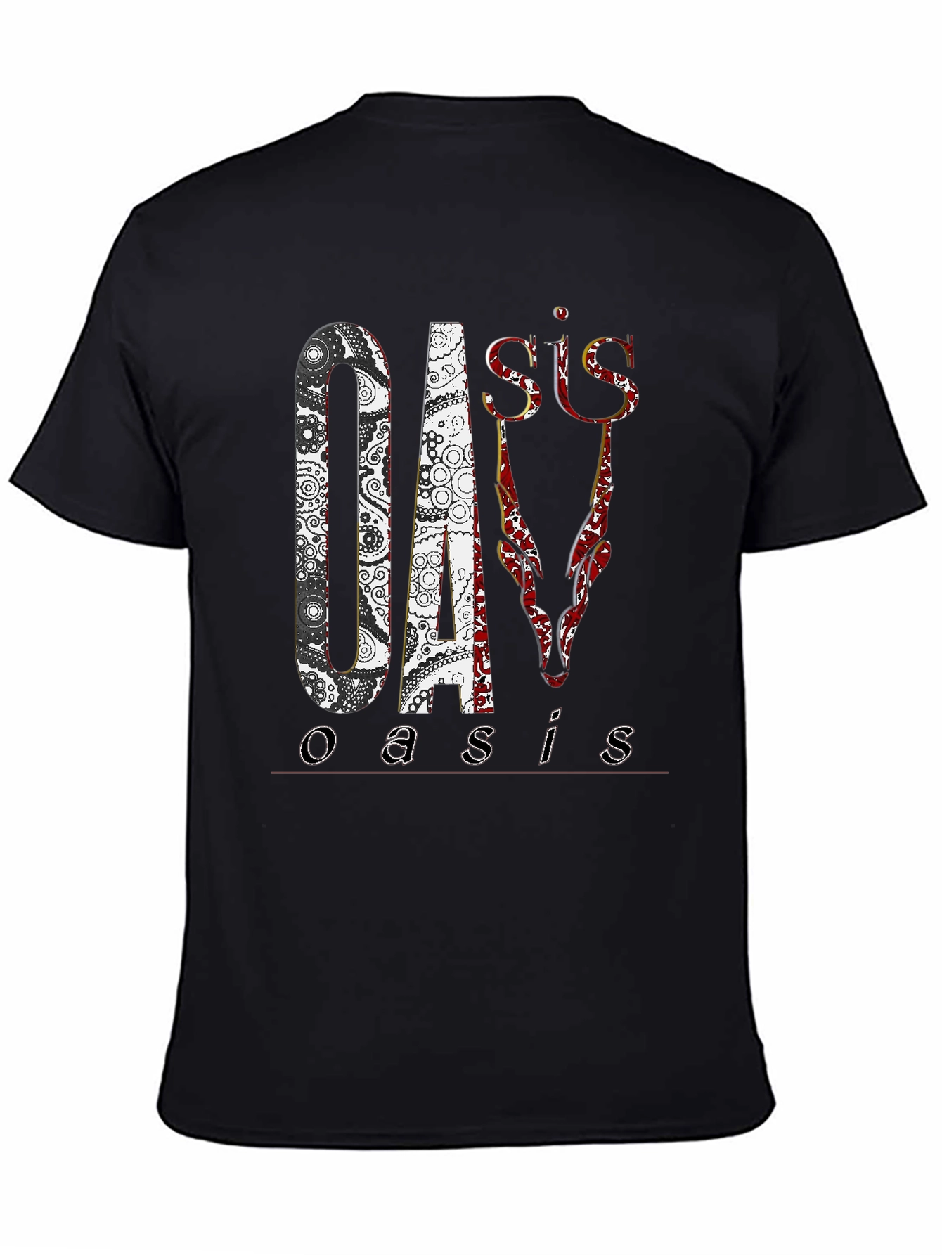 Oasis Band Graphic Print Black T-Shirt
