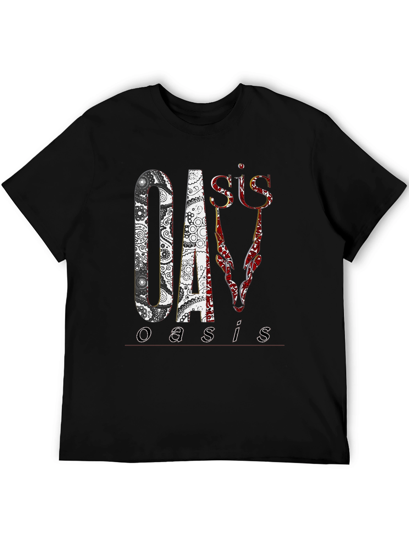 Oasis Band Graphic Print Black T-Shirt