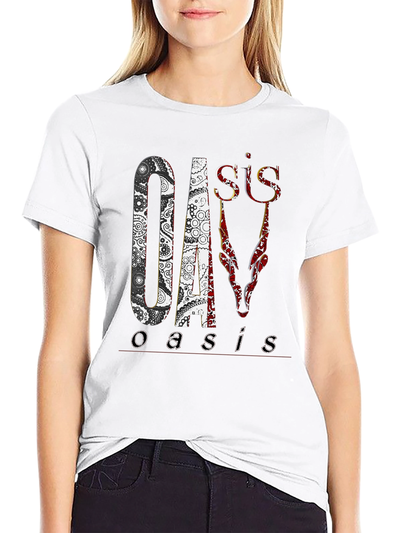 Oasis Band Graphic Print Black T-Shirt