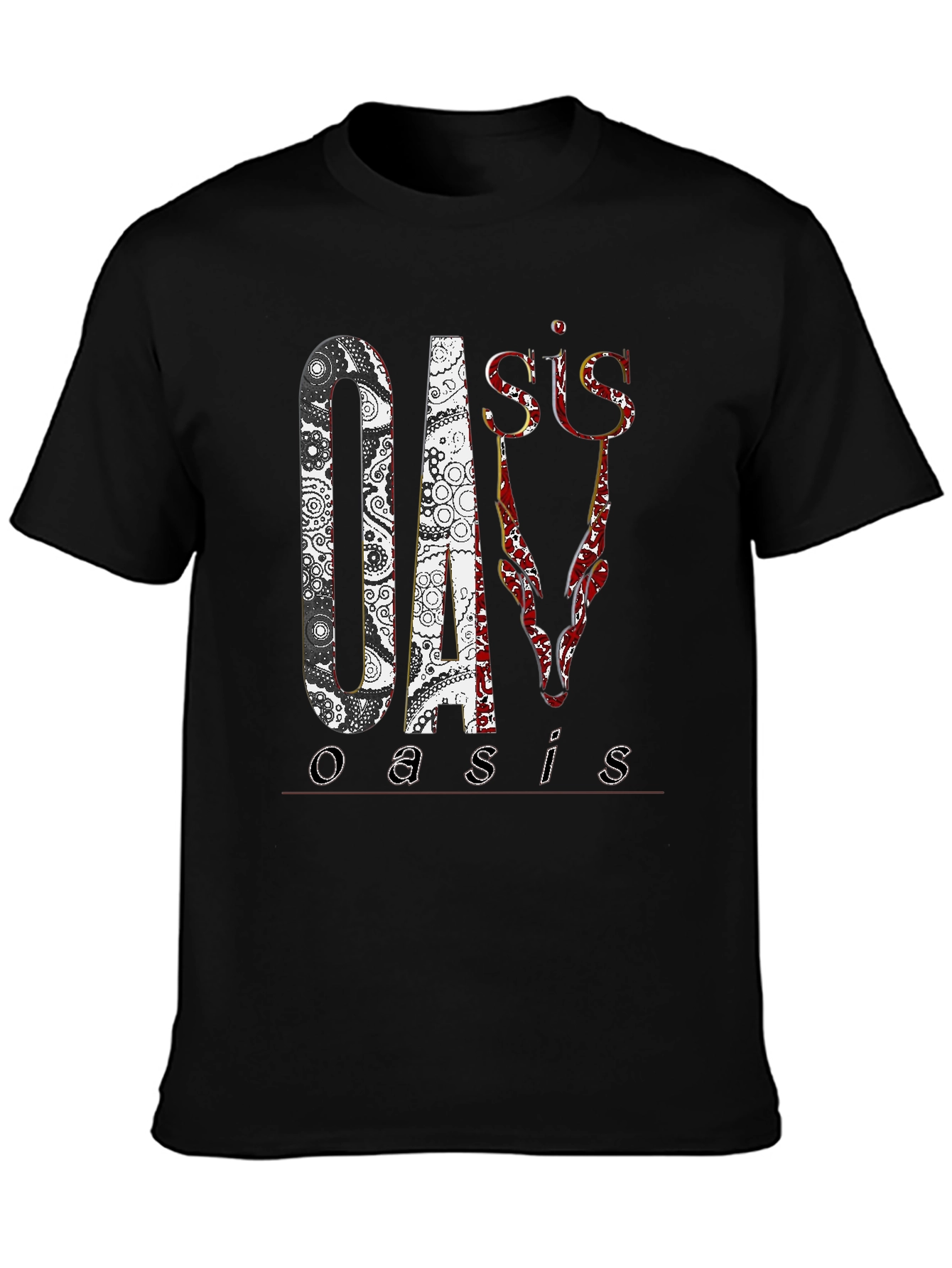 Oasis Band Graphic Print Black T-Shirt