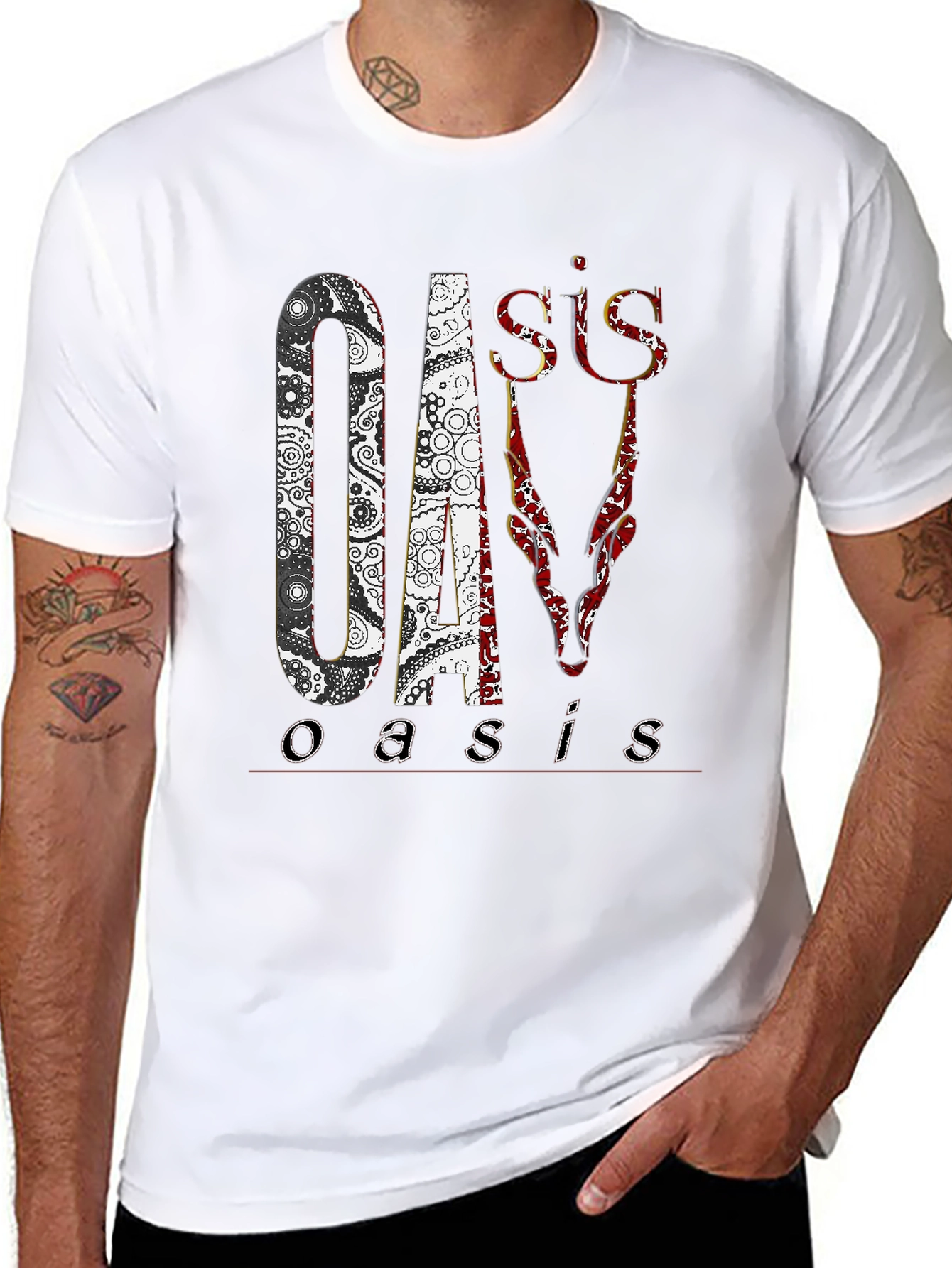 Oasis Band Graphic Print Black T-Shirt