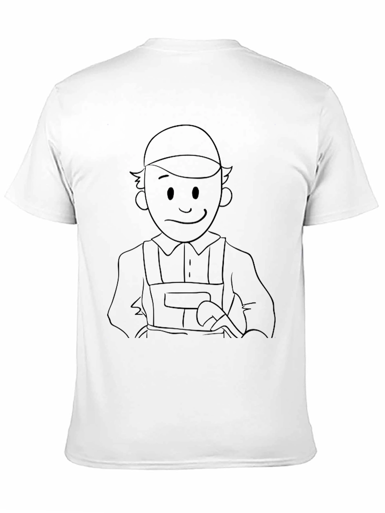 Cartoon Worker Graphic T-Shirt - Black