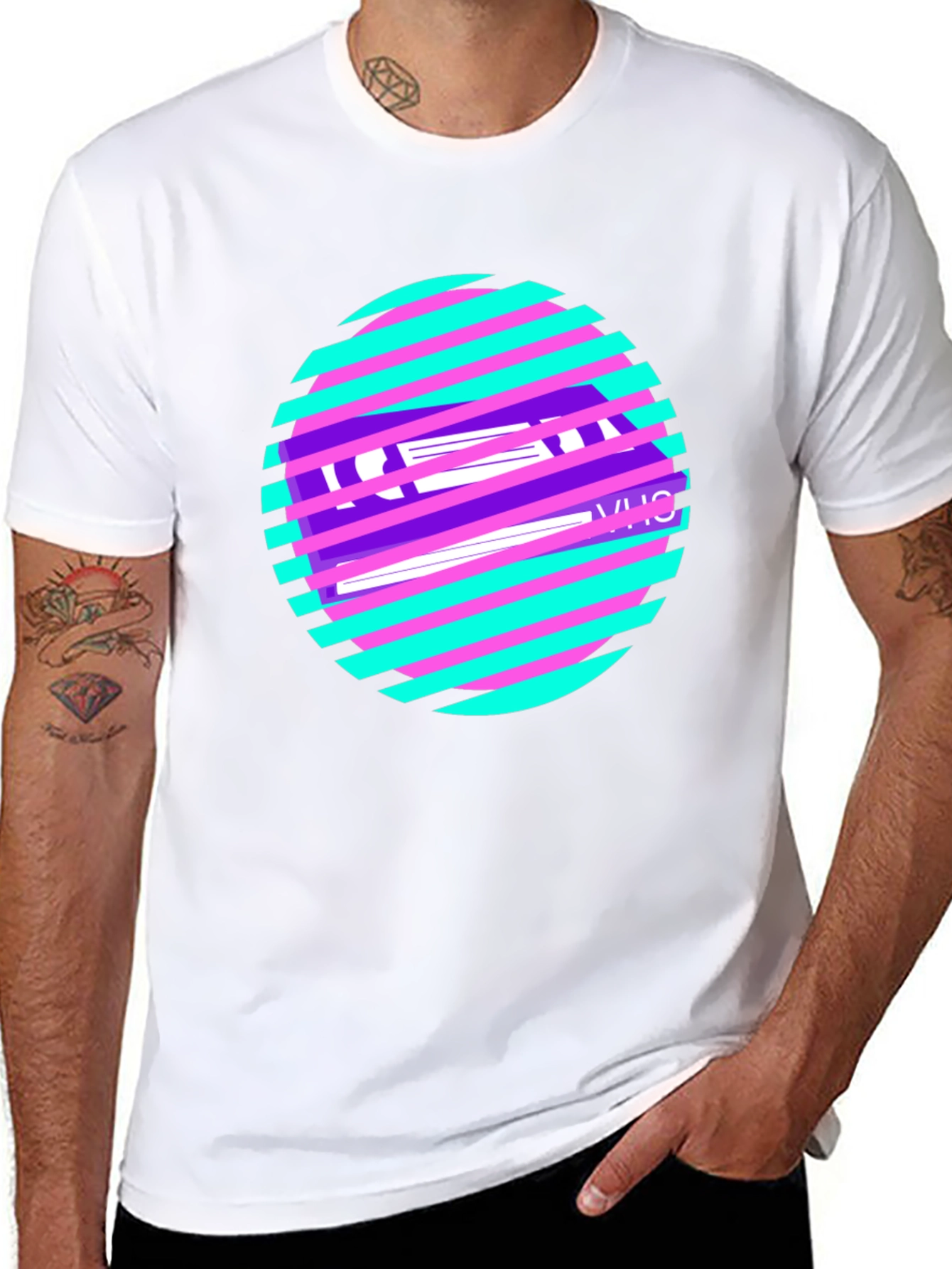 Retro VHS Tape Graphic T-Shirt - Black Cotton Blend