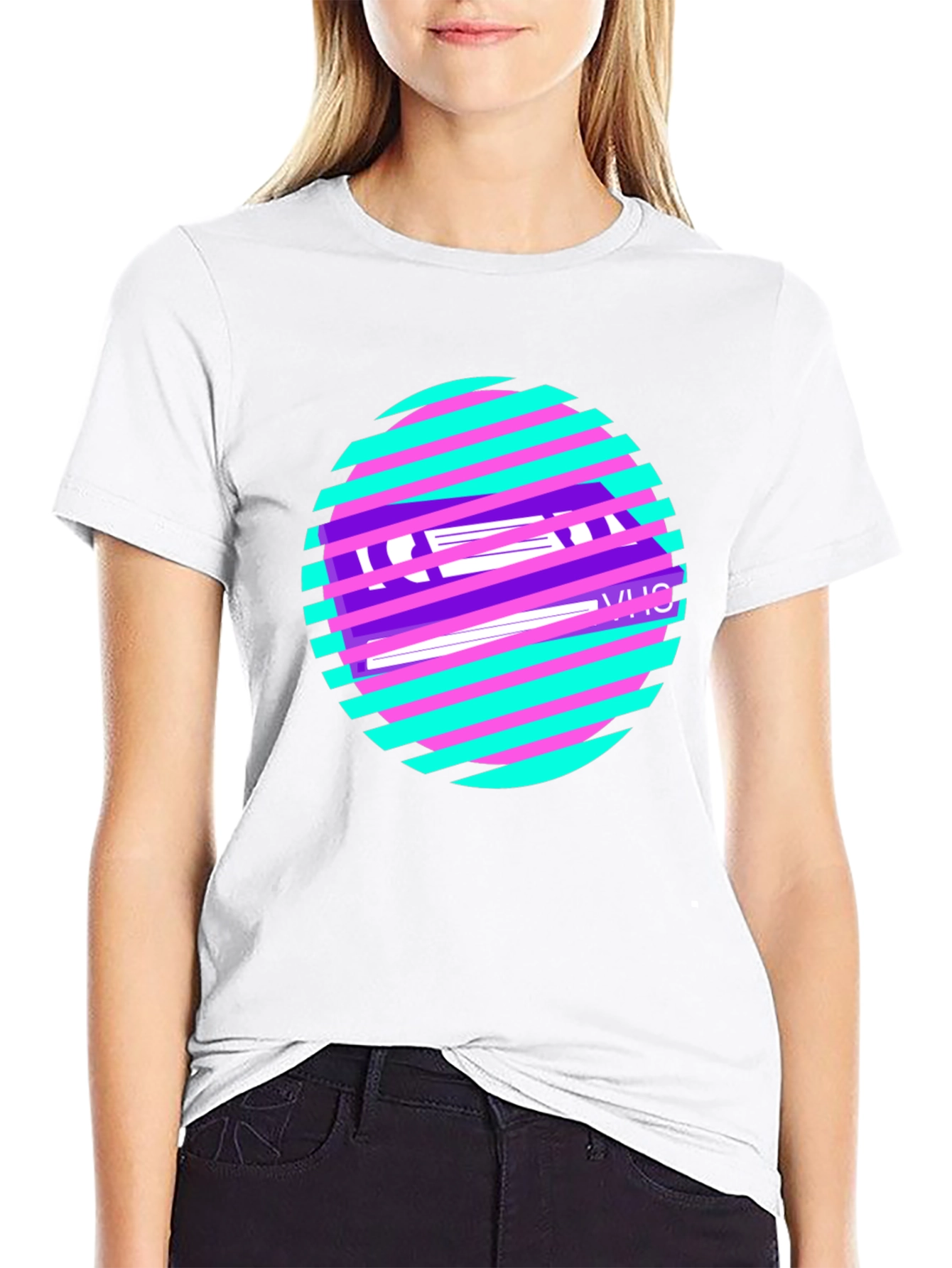 Retro VHS Tape Graphic T-Shirt - Black Cotton Blend