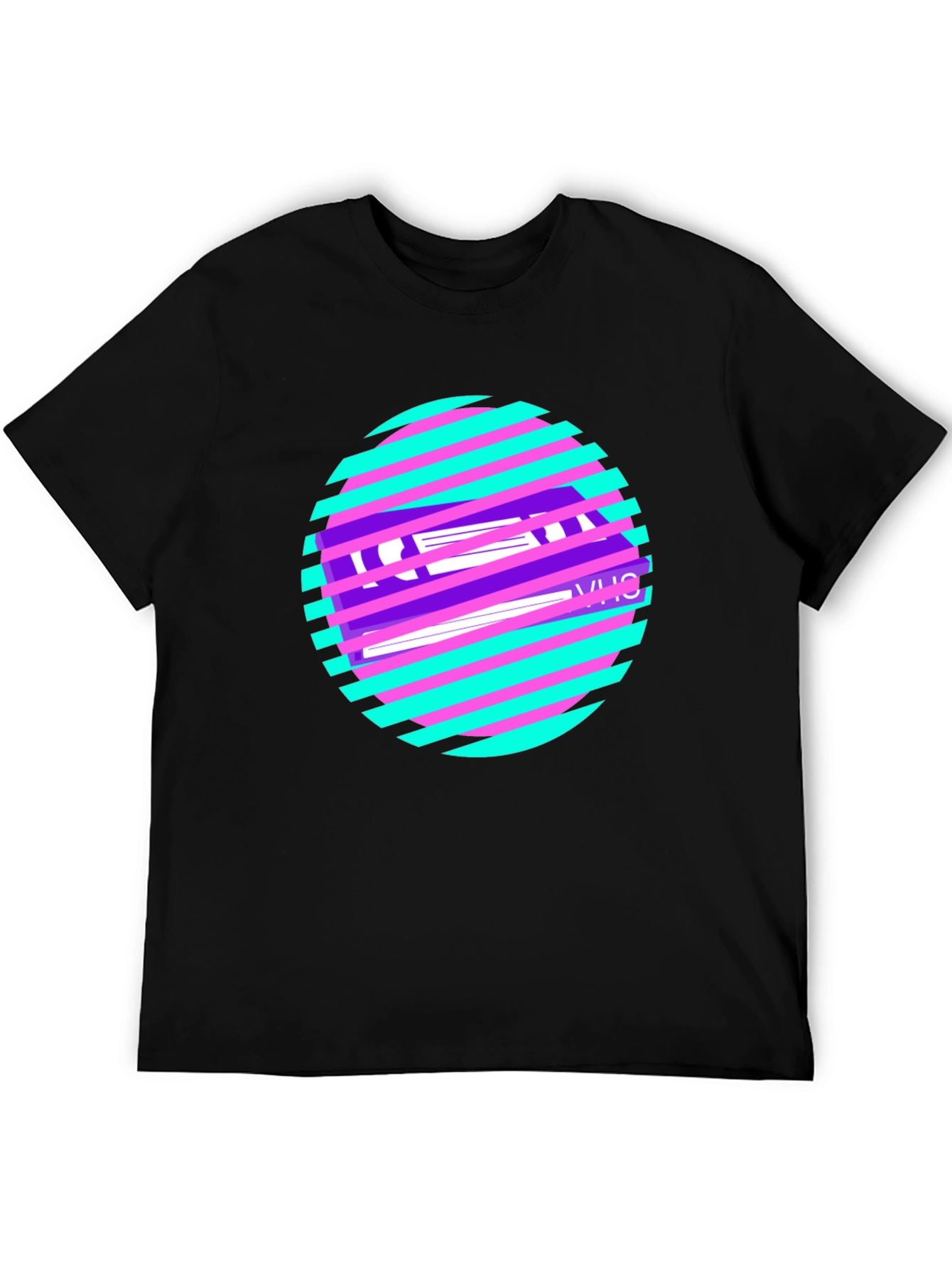 Retro VHS Tape Graphic T-Shirt - Black Cotton Blend