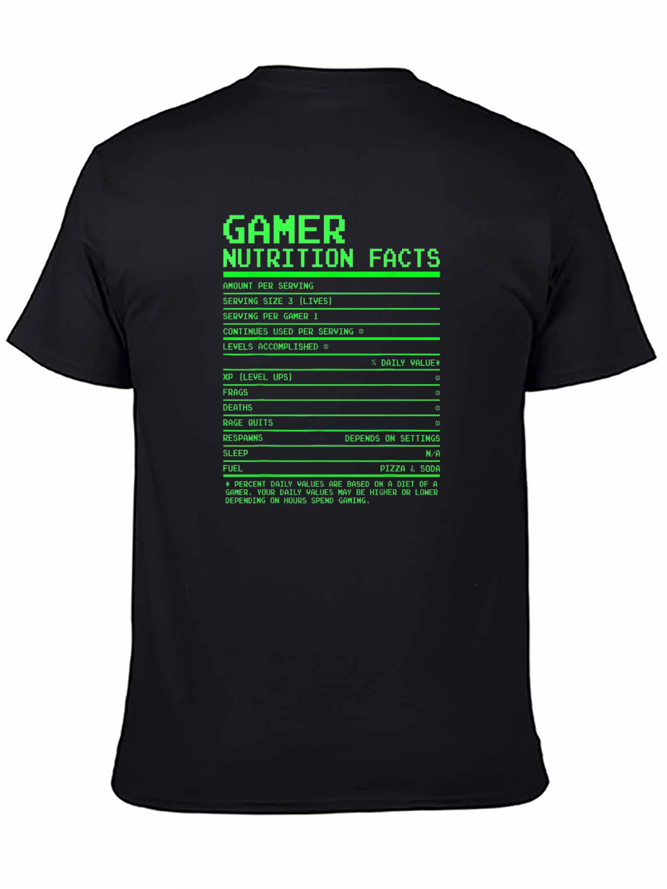 Gamer Nutrition Facts Funny T-Shirt