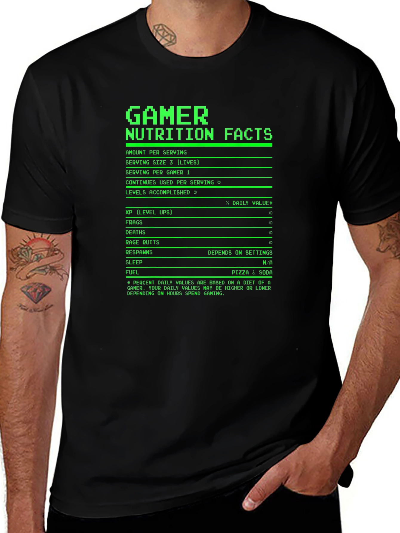 Gamer Nutrition Facts Funny T-Shirt
