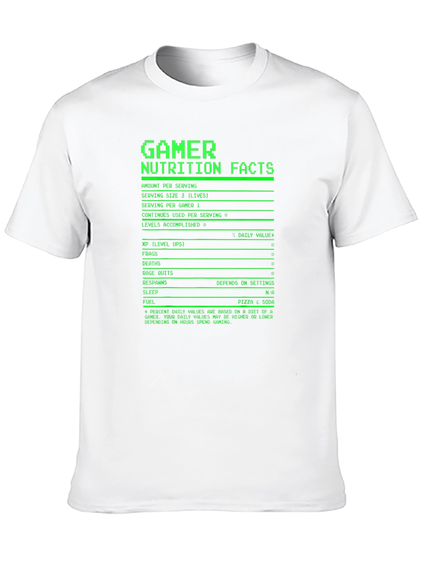 Gamer Nutrition Facts Funny T-Shirt