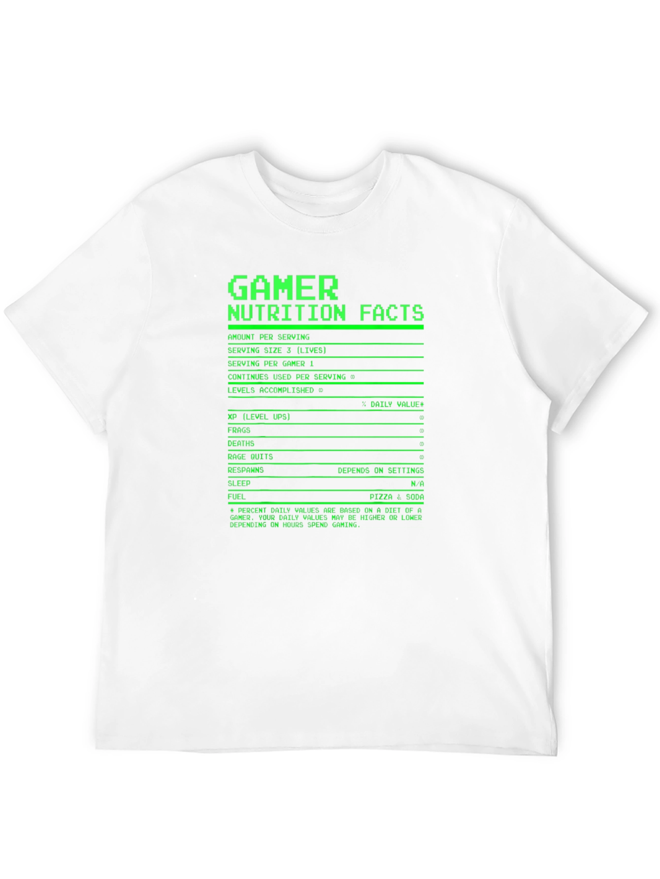 Gamer Nutrition Facts Funny T-Shirt