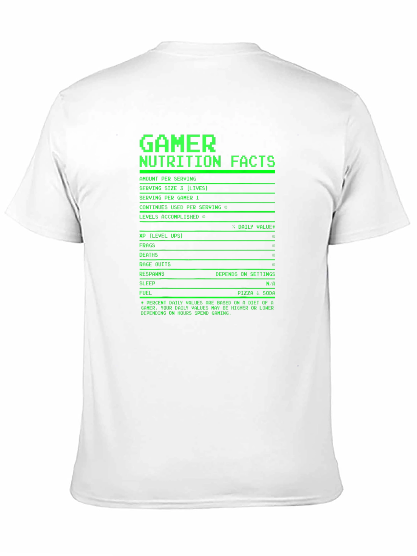 Gamer Nutrition Facts Funny T-Shirt