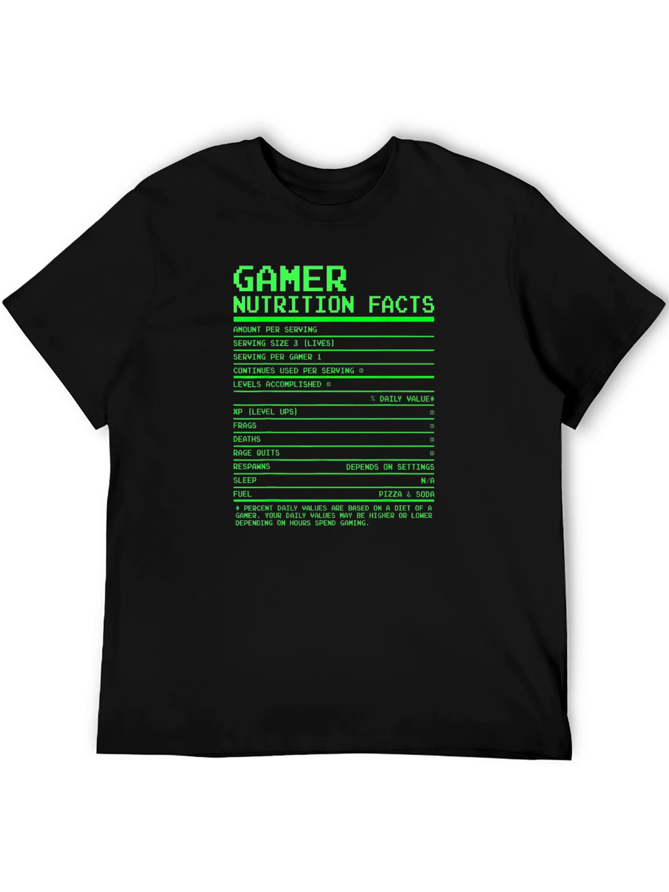 Gamer Nutrition Facts Funny T-Shirt