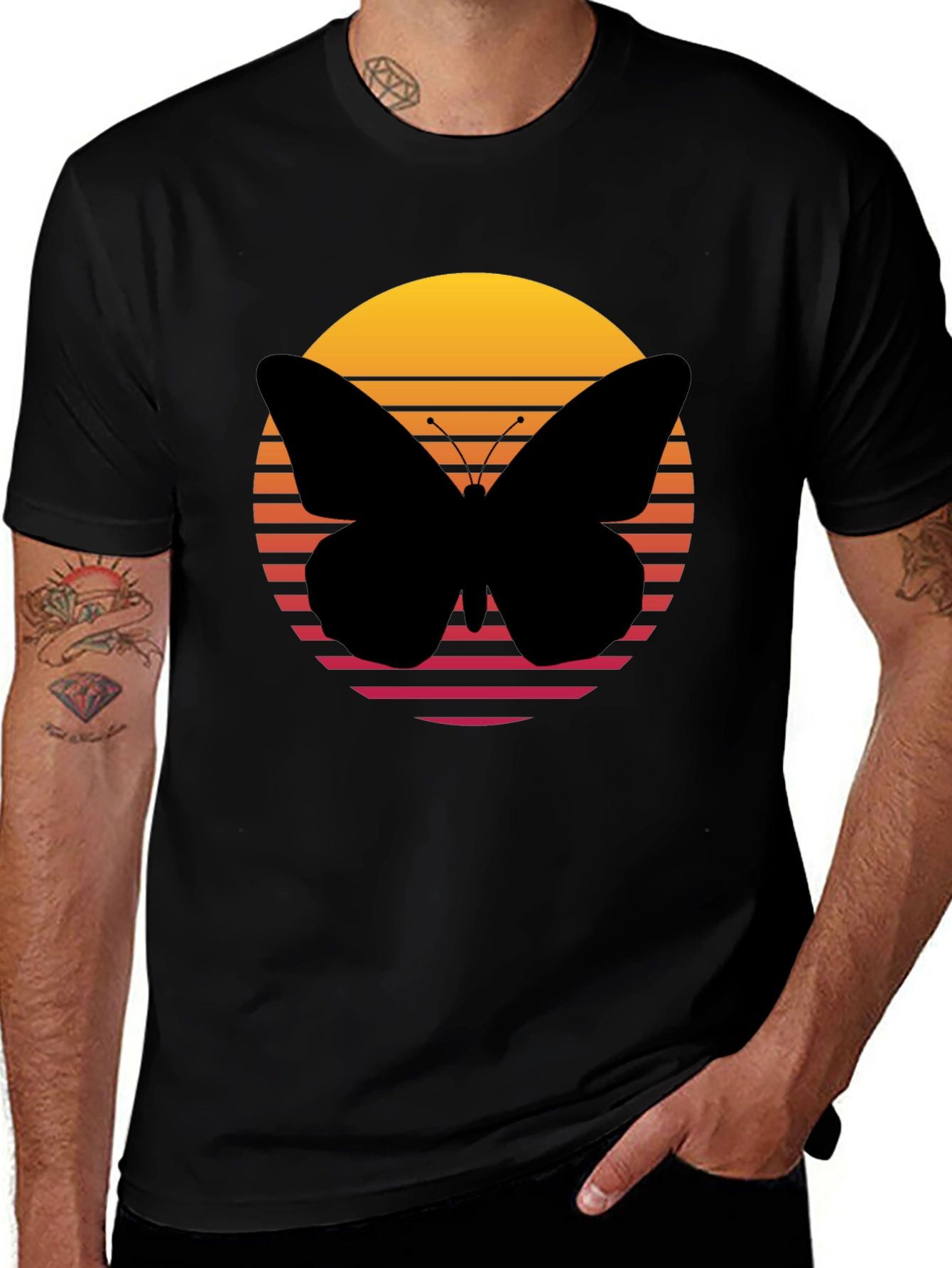 Butterfly Sunset Graphic T-Shirt