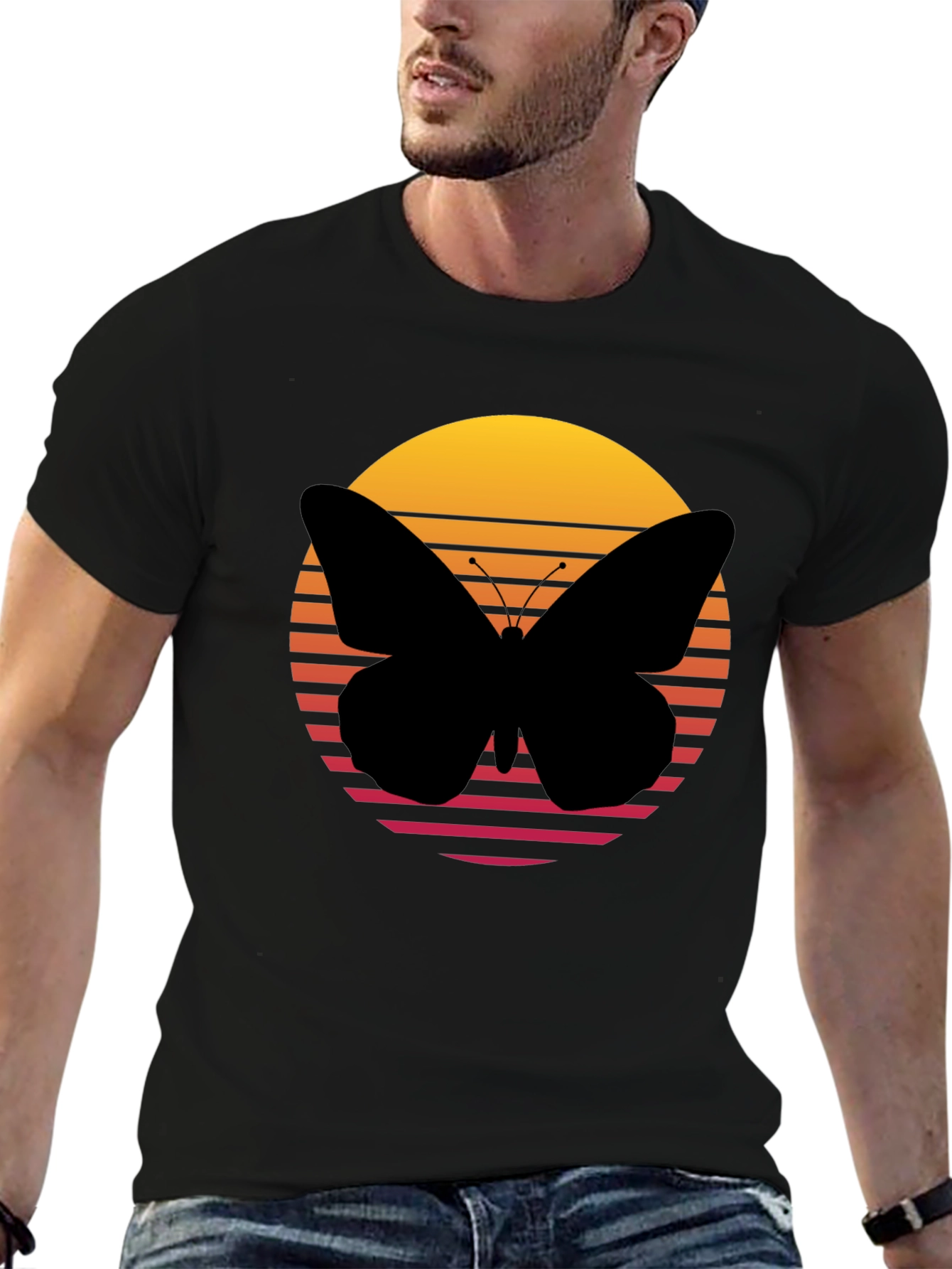 Butterfly Sunset Graphic T-Shirt
