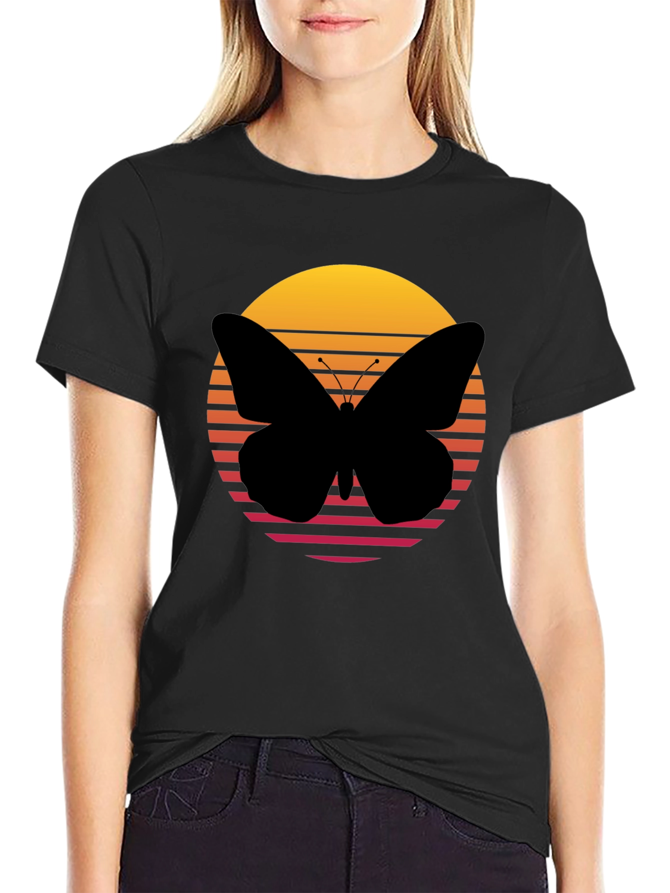 Butterfly Sunset Graphic T-Shirt